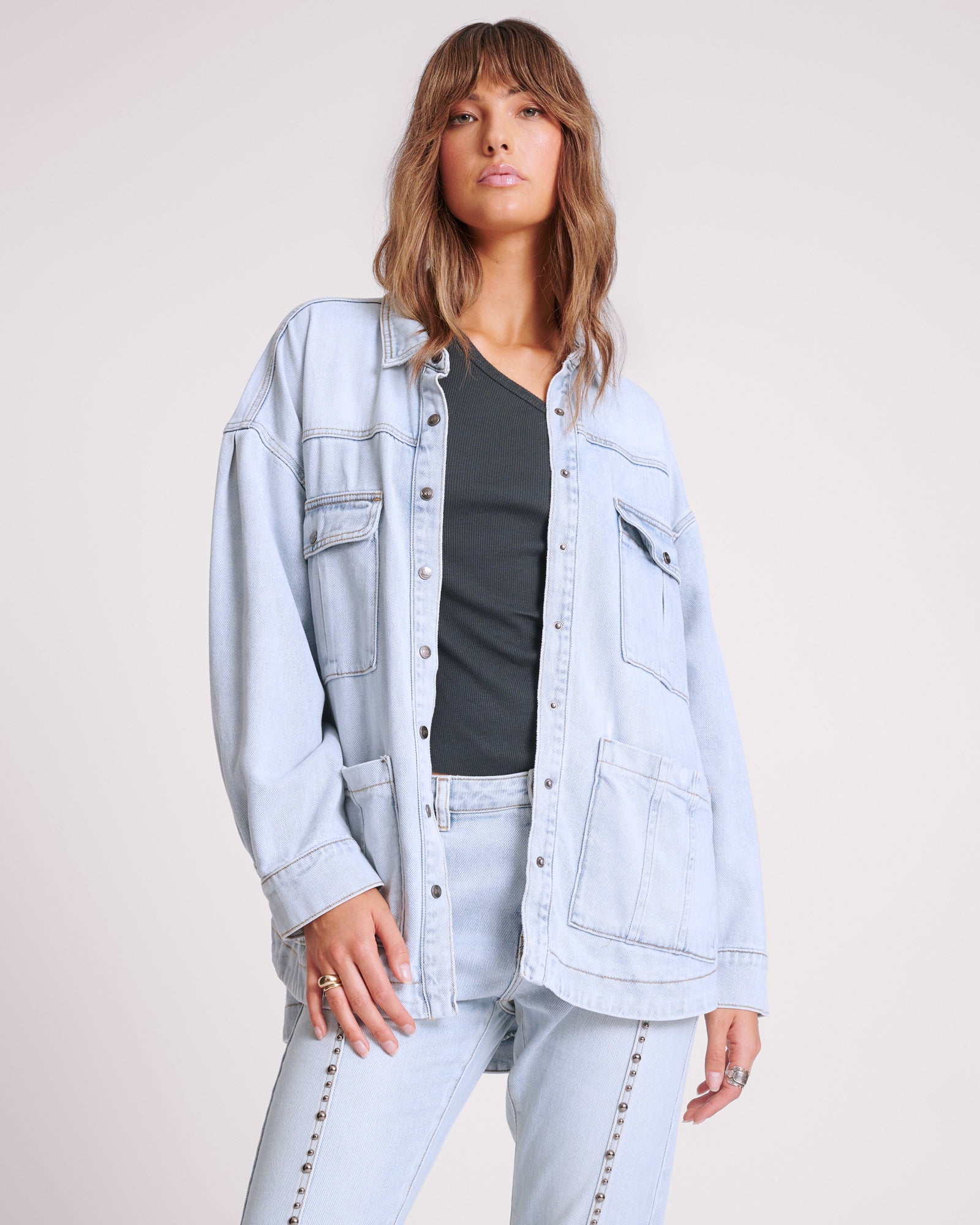 Longline Denim Jacket Hustler One Teaspoon - Main Image