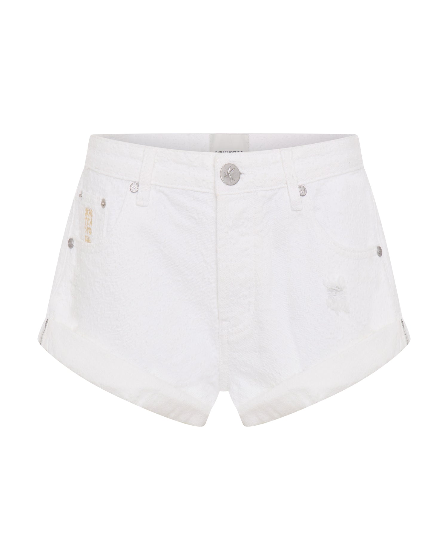 Bandits Low Waist Denim Shorts - Textured White
