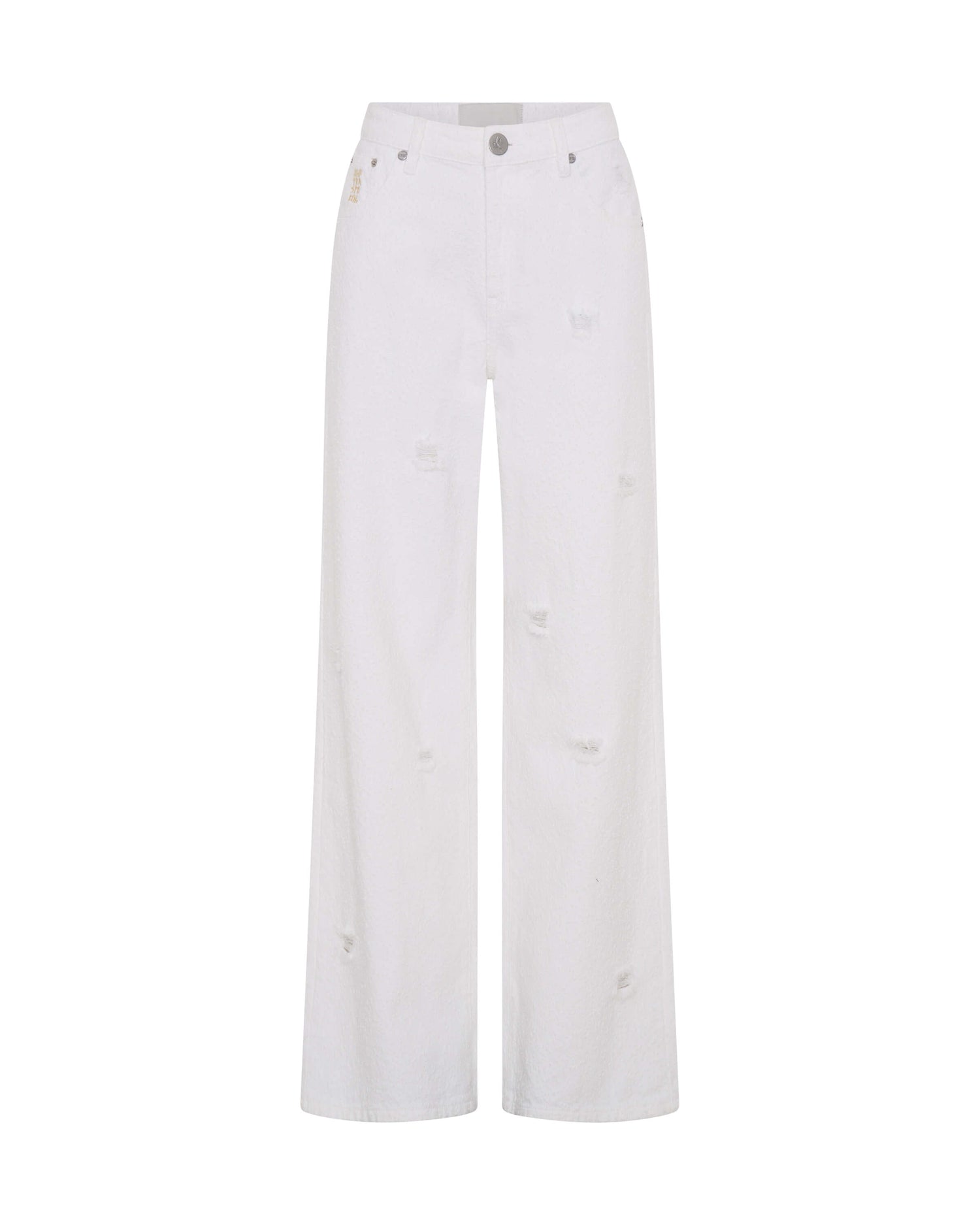 Women's Wide Leg Denim Jeans Jackson Mid Waist Wide Leg Denim Jeans - Textured White