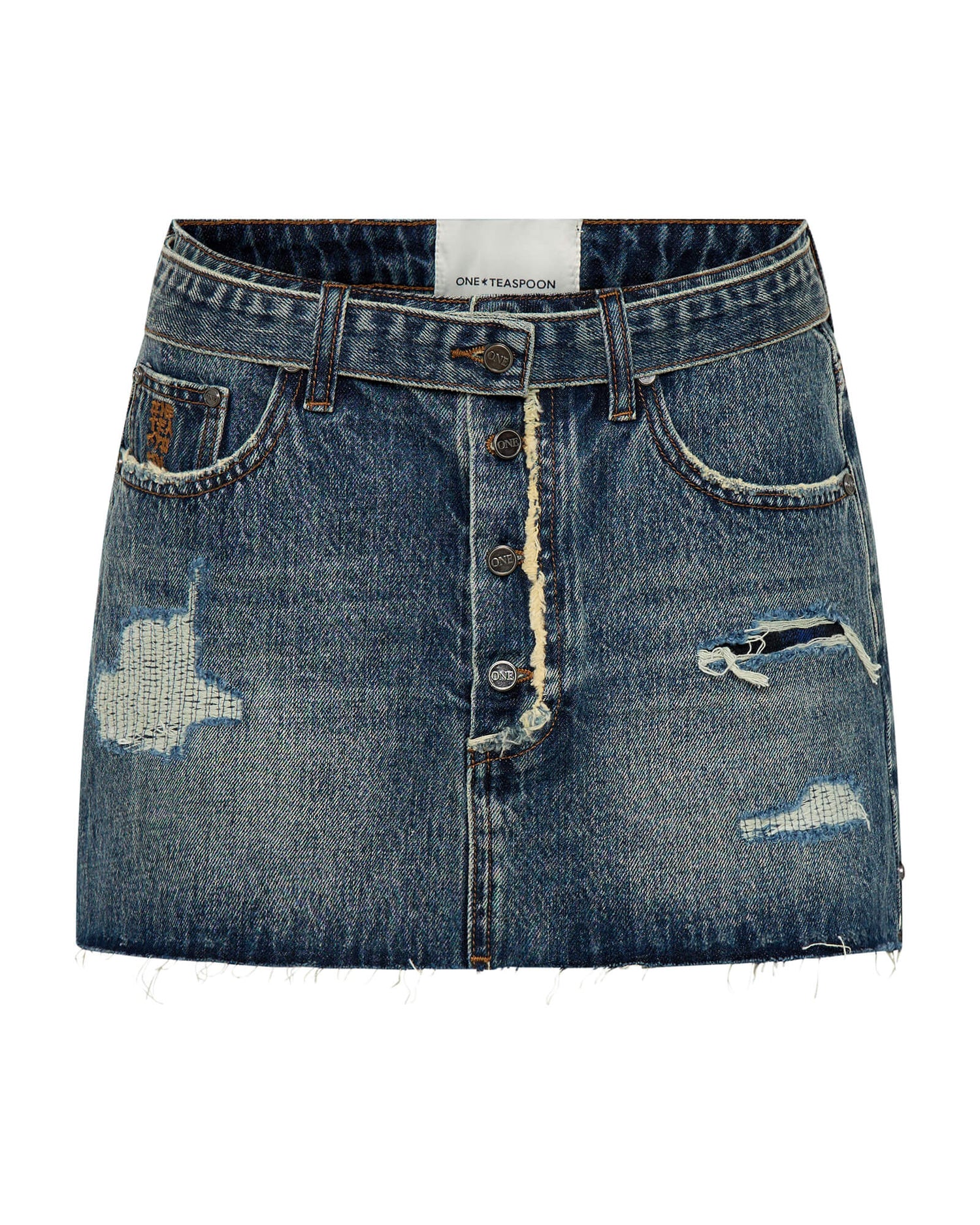 Women's Denim Skirts Belted Low Waist Denim Mini Skirt - Boys Club Blue