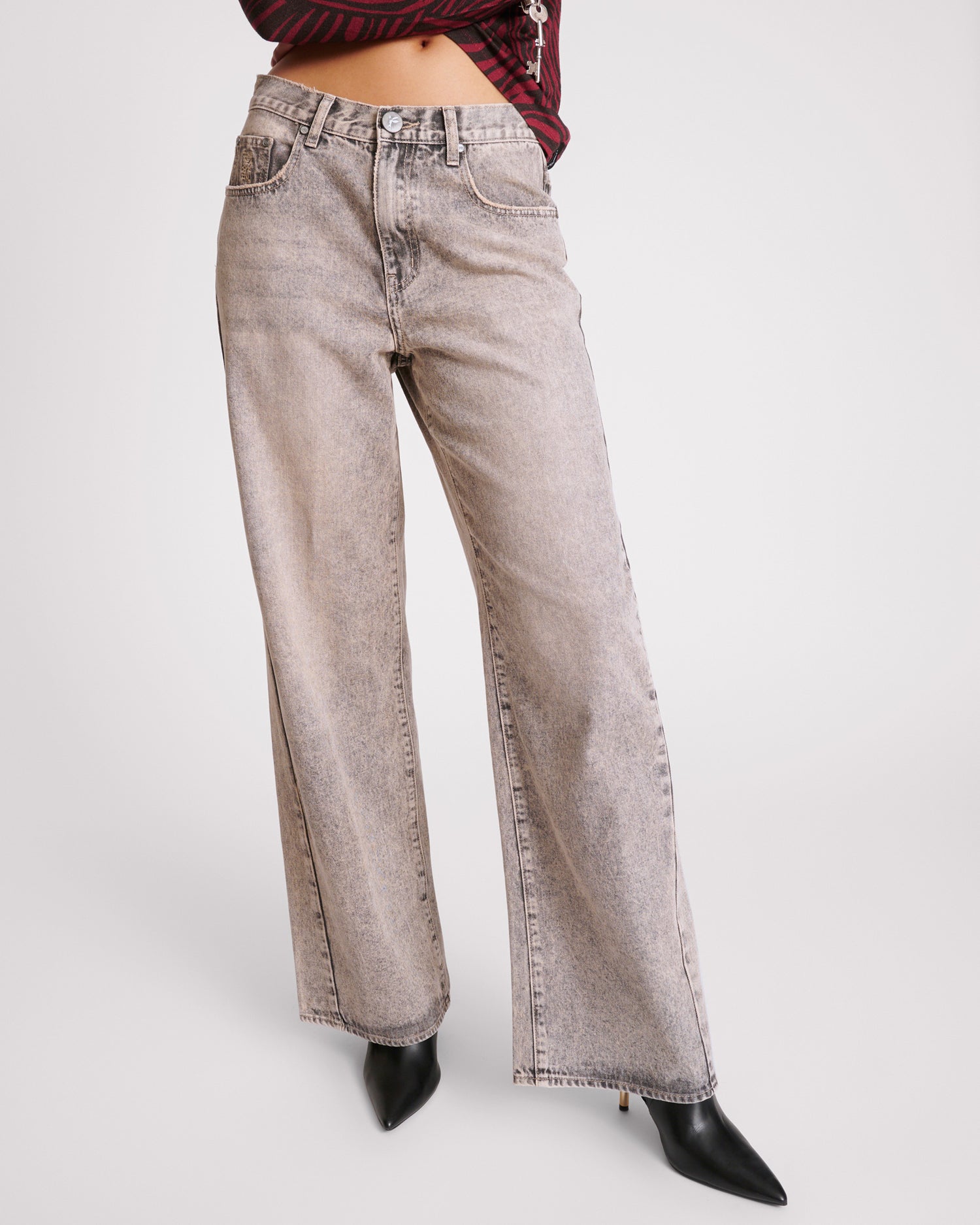Jacksons Jeans Jackson Mid Waist Wide Leg Denim Jeans - Dusty Smoke