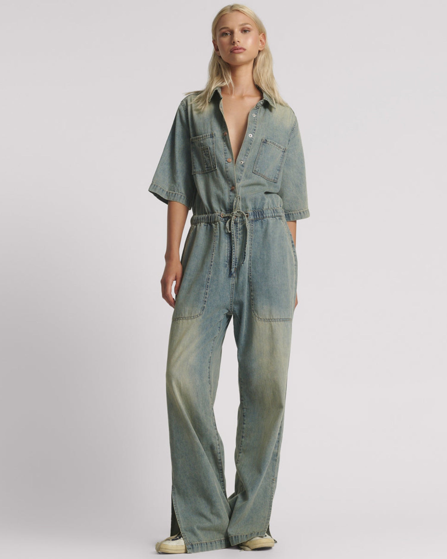 Last Stock Veronica Denim Jumpsuit - Blue Sand