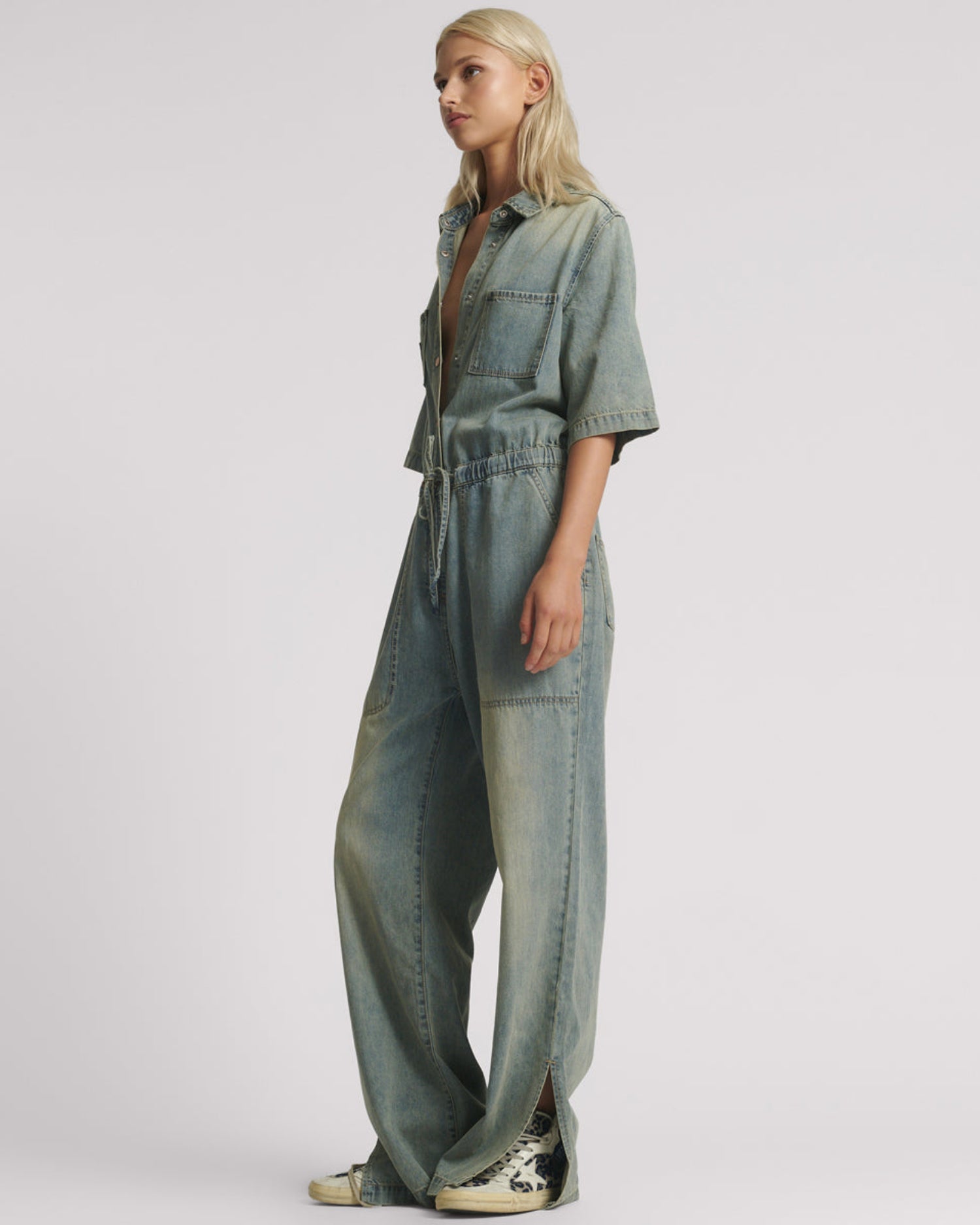 Last Stock Veronica Denim Jumpsuit - Blue Sand