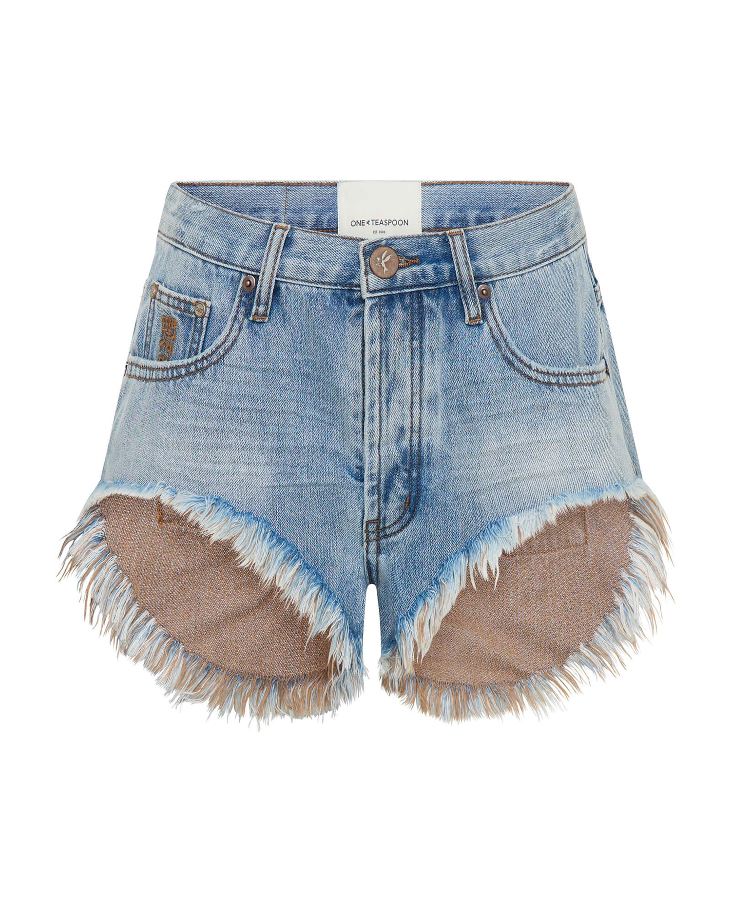 Dirty Blue Denim Rollers Low Waist Denim Shorts - Blue Tobacco