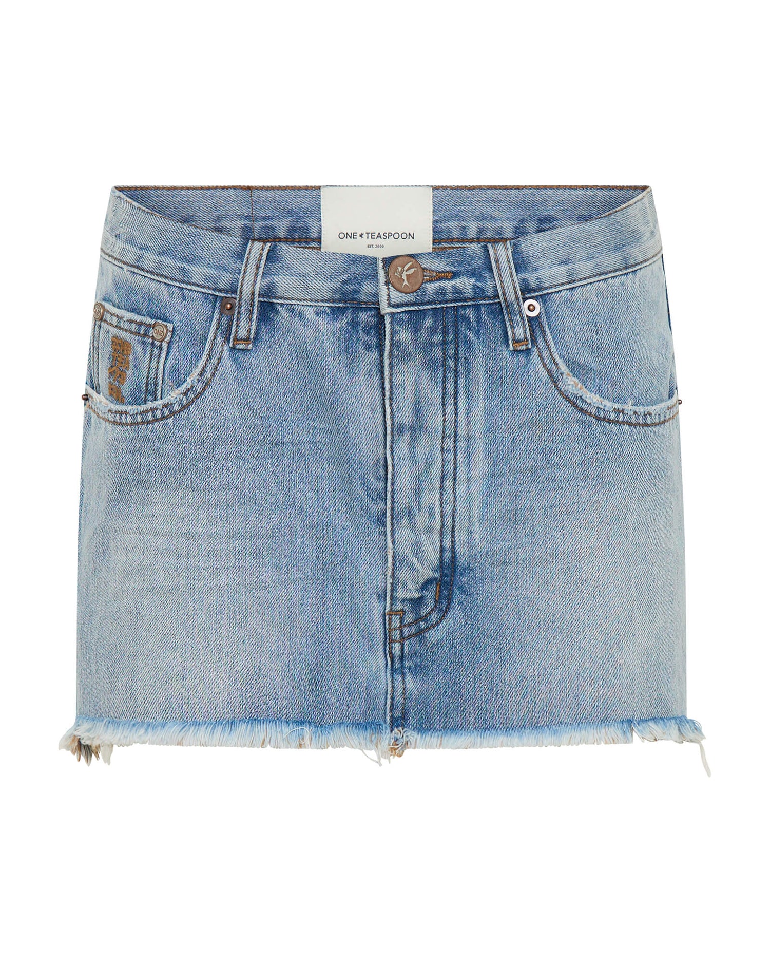 Women's Denim Skirts Junkyard Low Waist Relaxed Mini Denim Skirt - Blue Tobacco