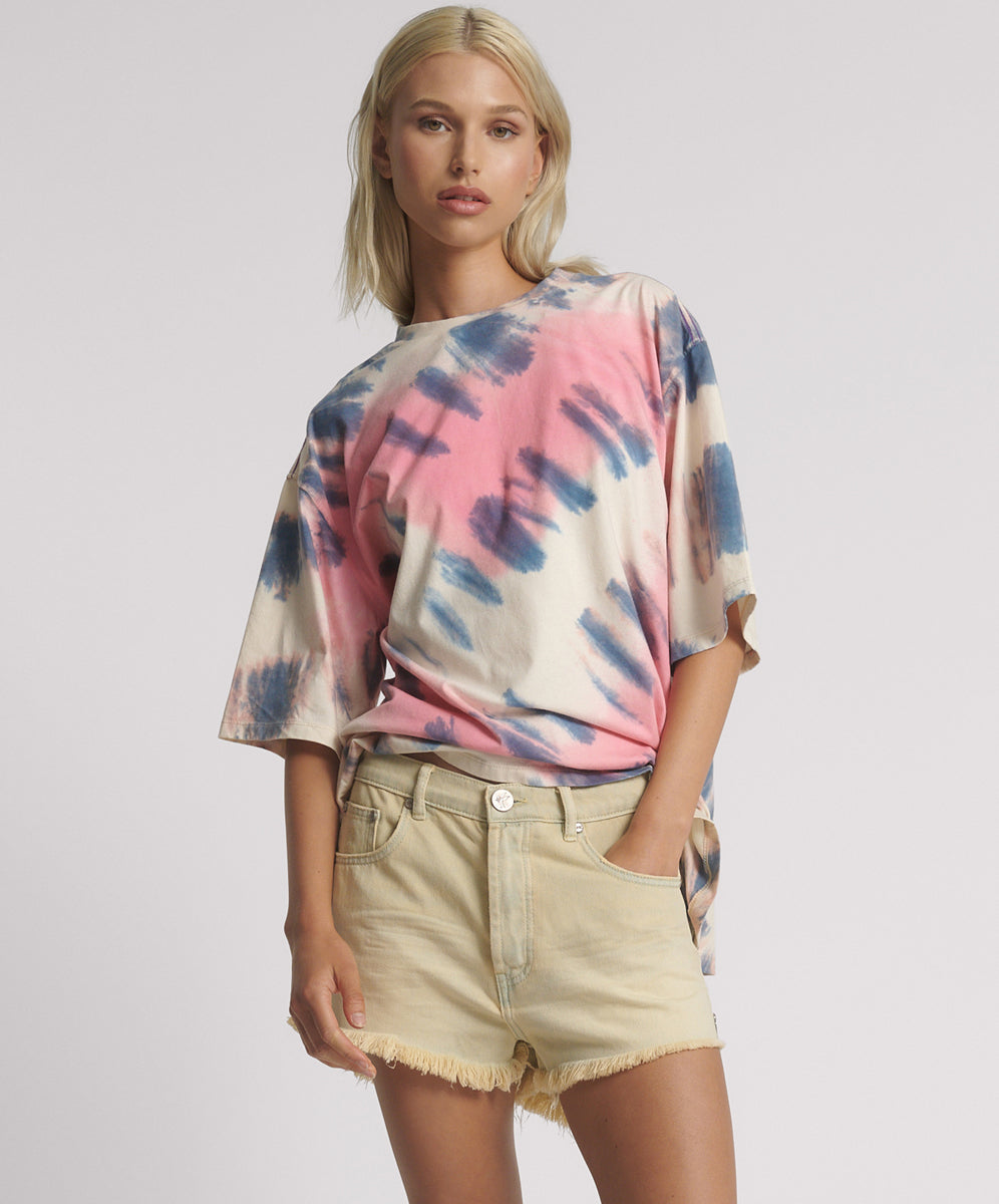 Last Stock Outlaws Low Waist Mid Length Denim Shorts - Sunkissed Cream