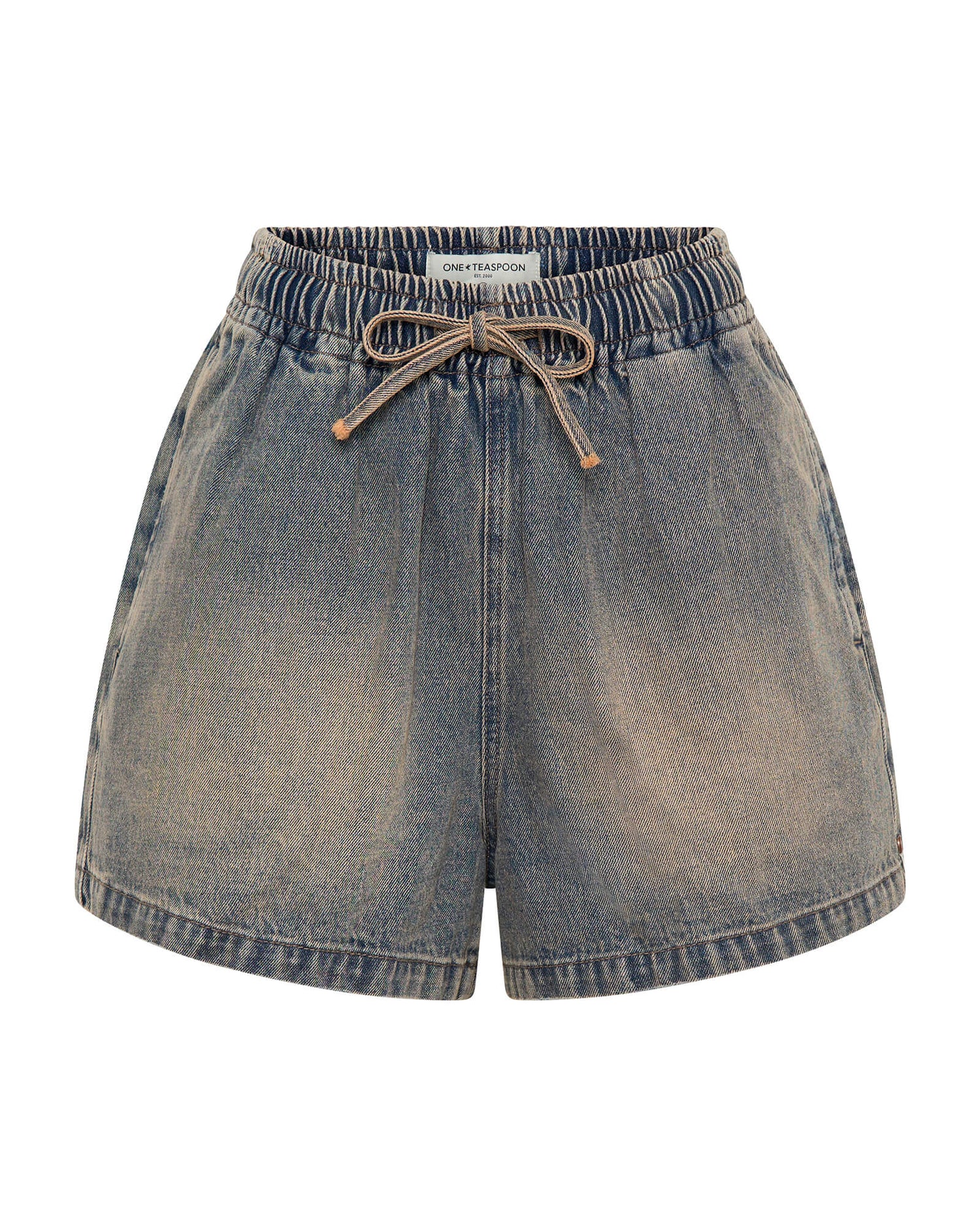 Last Stock Boxer Low Waist Denim Shorts - Island Blue