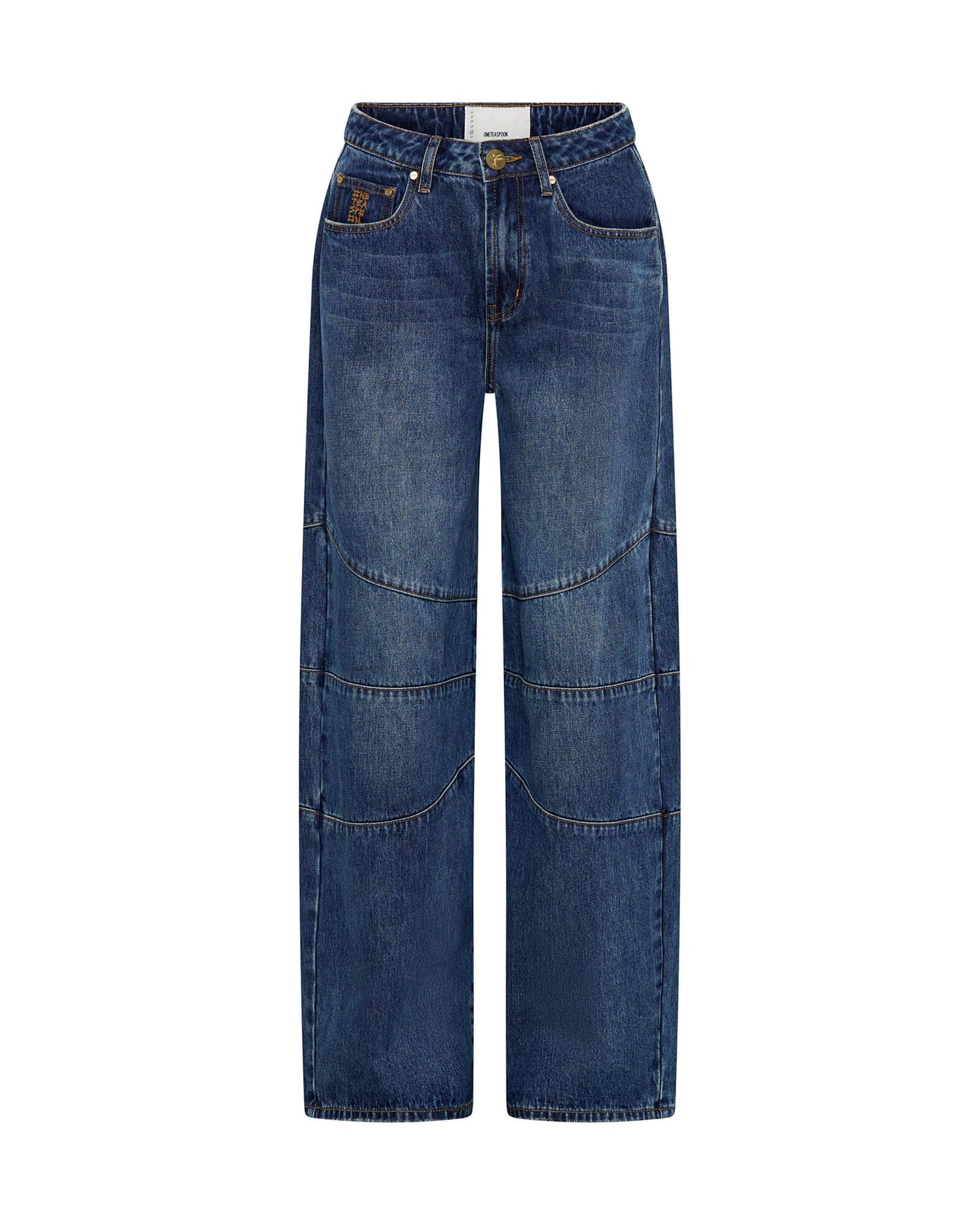 Last Stock Barrel Mid Waist Wide Leg Denim Jeans - Dirty Blue Love