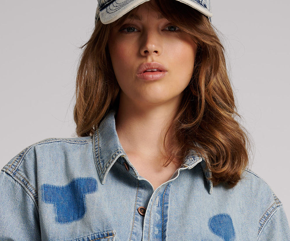 Distressed Denim Cap - Blue