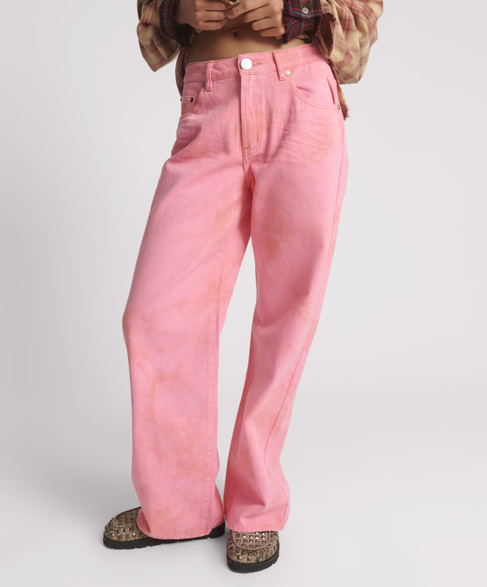 Jacksons Jeans Jackson Mid Waist Wide Leg Denim Jeans - Pink Kiss