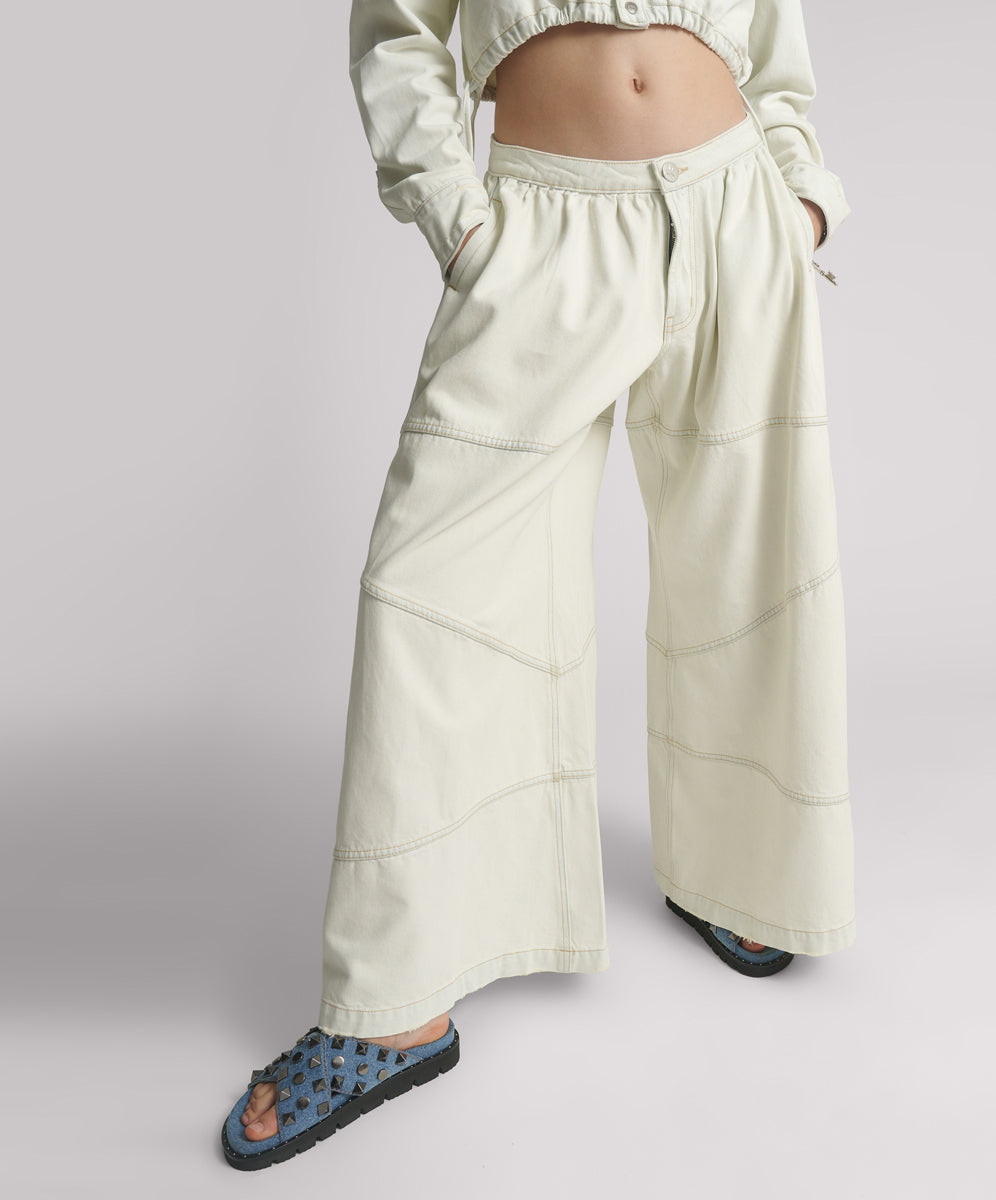 Full Price Daddios Low Waist Super Wide Leg Denim Jeans -  Blue Cream