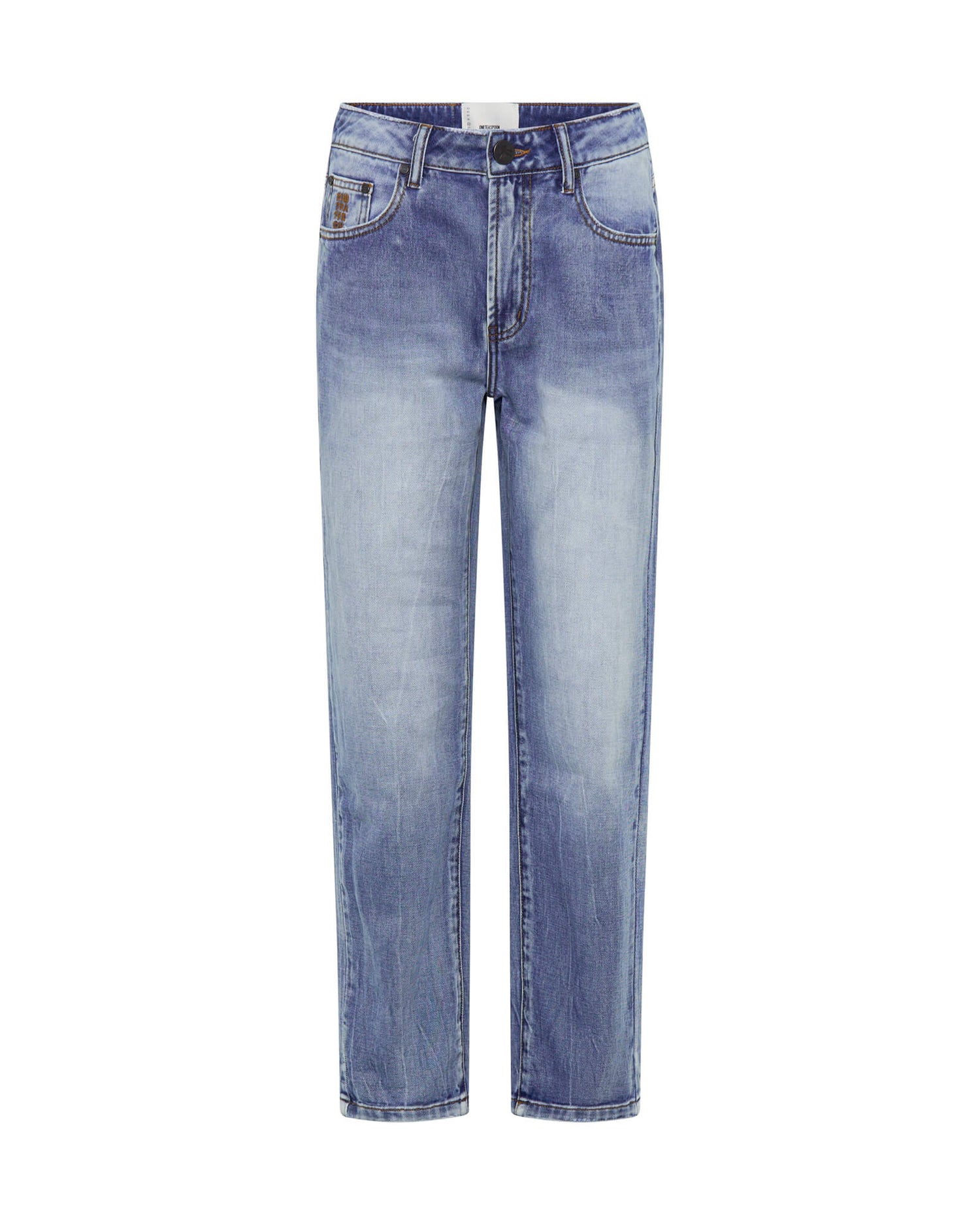 Dirty Blue Denim Slims High Waist Cropped Straight Slim Fit Denim Jeans - Blue Summer