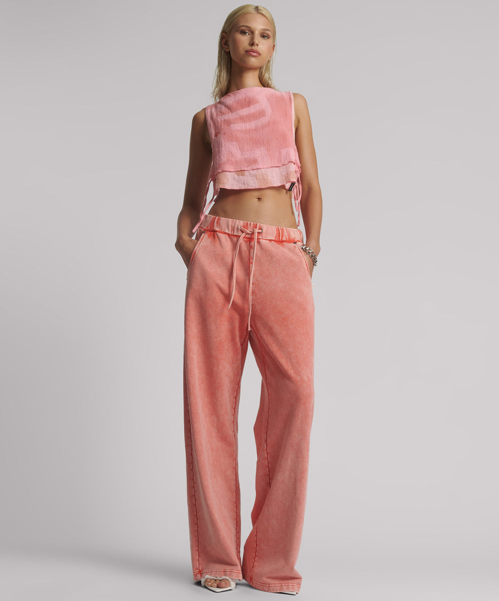 Last Stock Wide Leg Sweatpants - Hyper Coral Pink