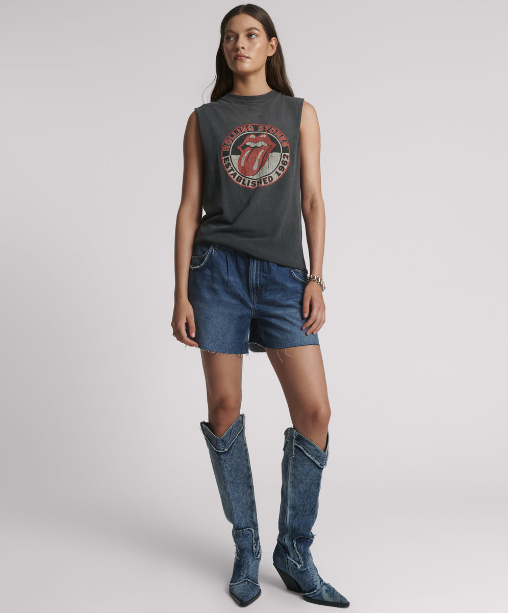 Dirty Blue Denim Shakers Low Waist Super Relaxed Denim Shorts - Blue Thunder