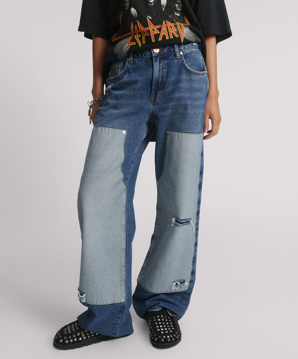 Last Stock Jackson Mid Waist Wide Leg Denim Jeans - Blue Thunder