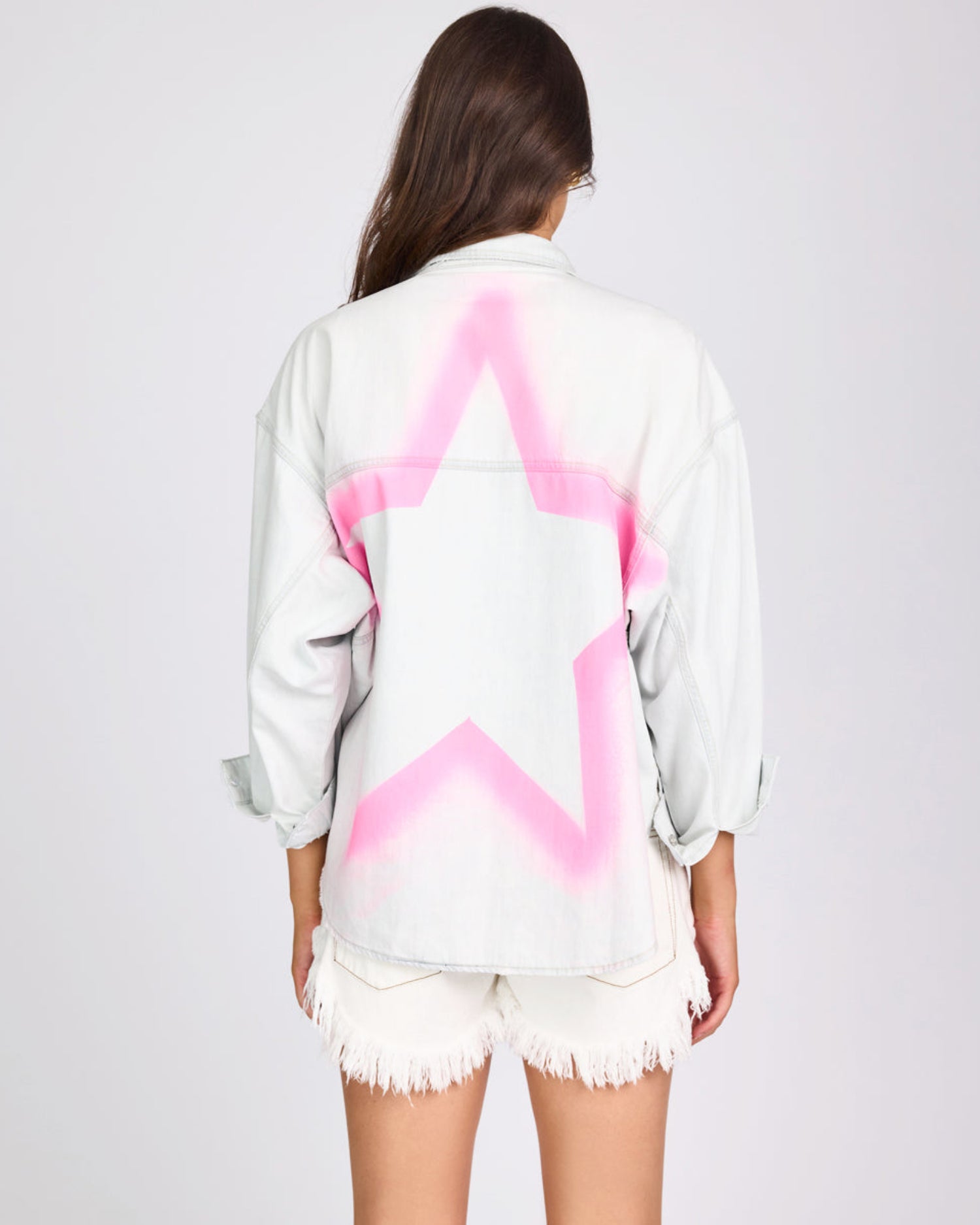Full Price Daria Hand-Sprayed Denim Shacket - Bel Air Blue