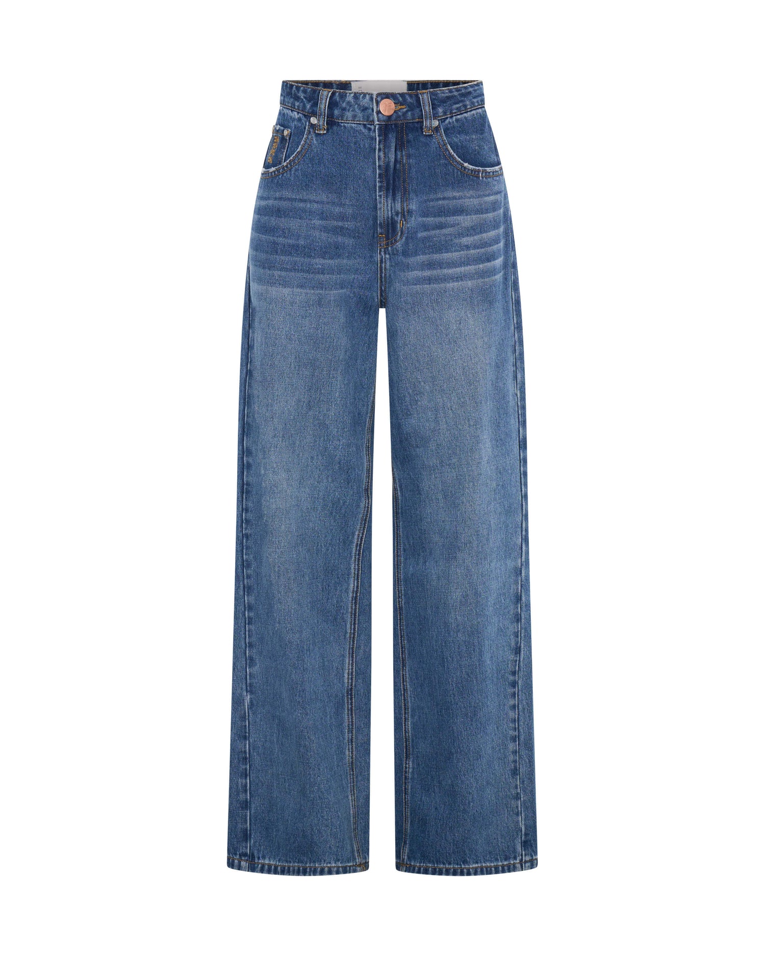Dirty Blue Denim Baxters Mid Waist Wide Leg Denim Jeans - Blue Love