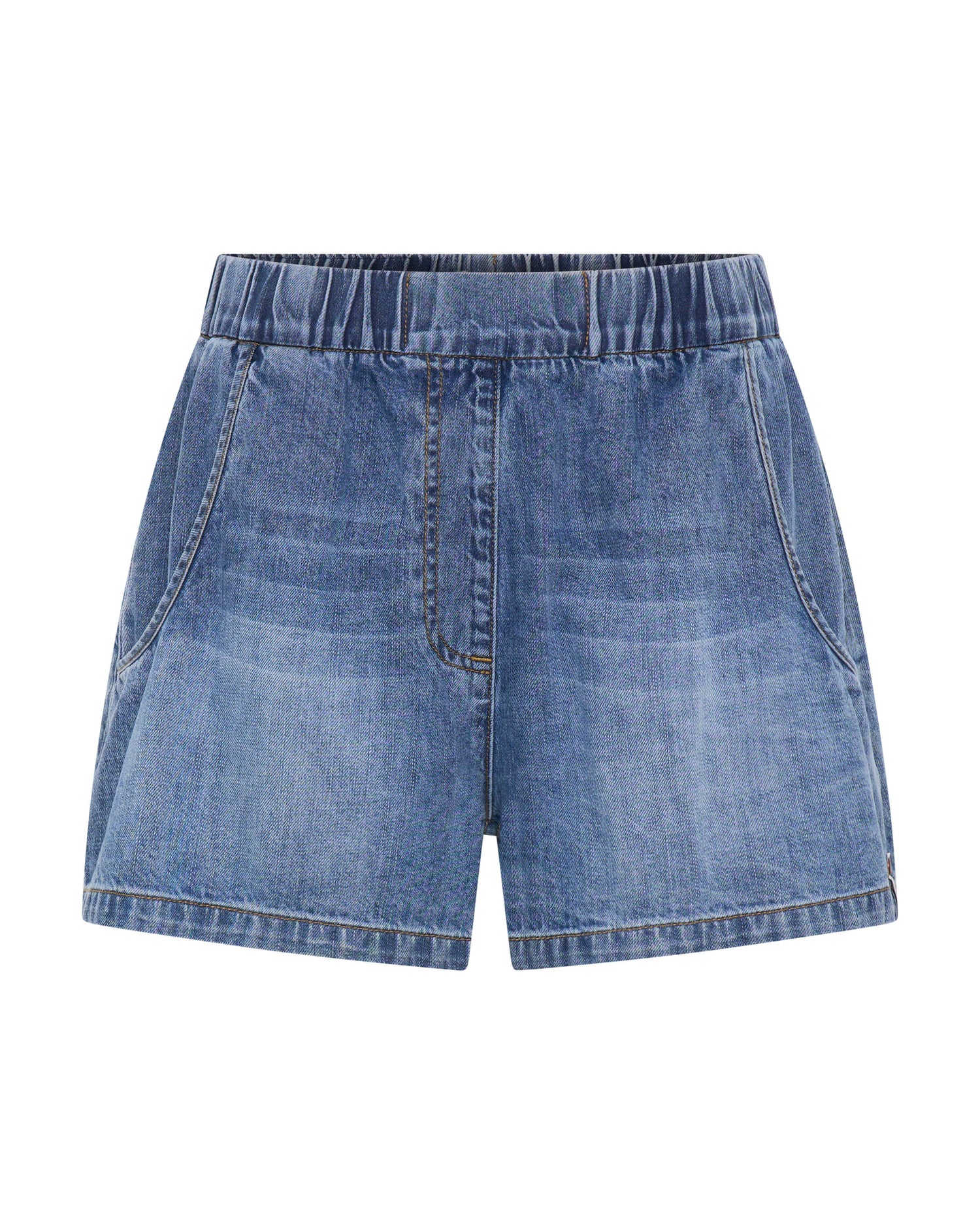 Dirty Blue Denim Funks High Waist Elasticated Flippy Denim Short - Blue Love