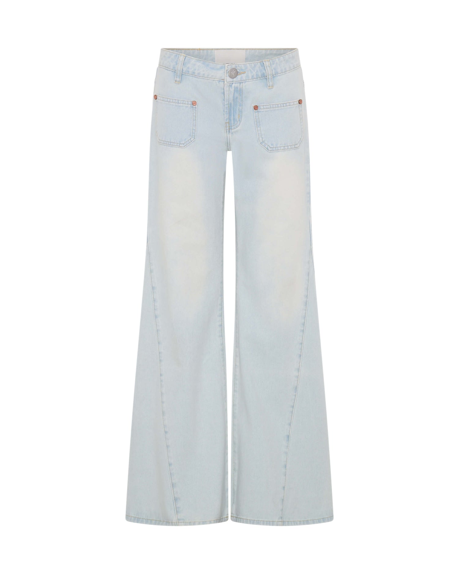 Last Stock Johnnies Low Waist Wide Leg Flared Denim Jeans - Le Surf Blue