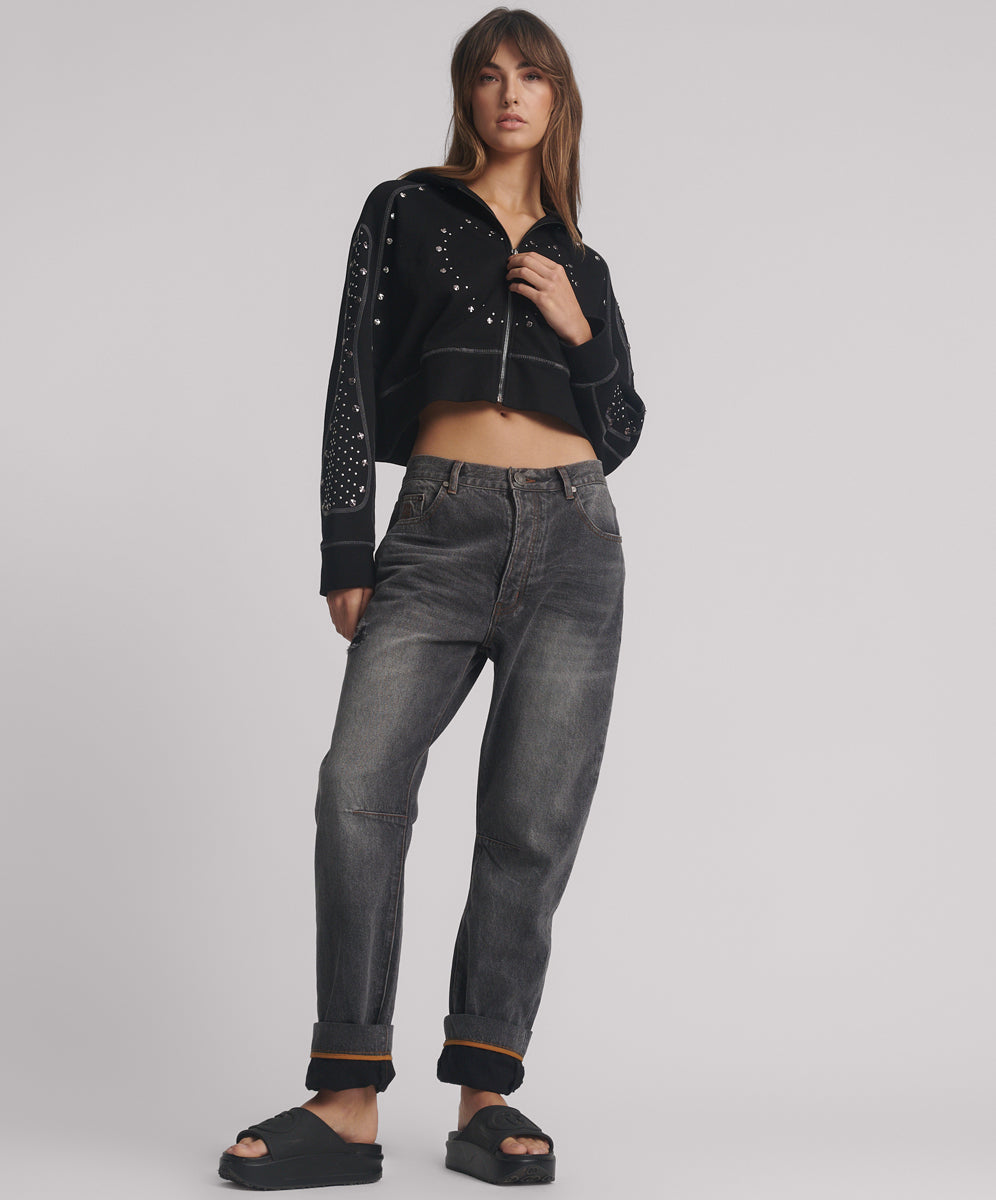 Women's Boyfriend Jeans Bandits Low Waist Boyfriend Denim Jeans - Worn Black