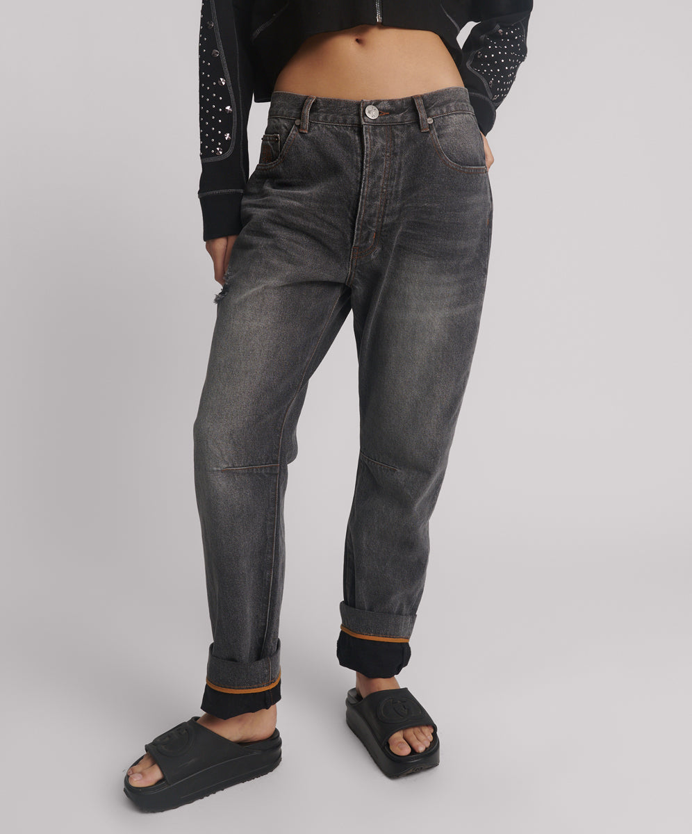 Women's Boyfriend Jeans Bandits Low Waist Boyfriend Denim Jeans - Worn Black