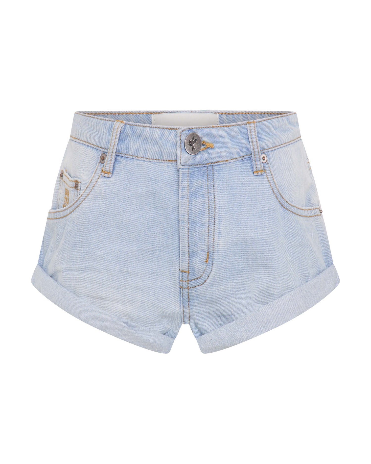 Cyber Blue Bandits Low Waist Denim Shorts - Cyber Blue