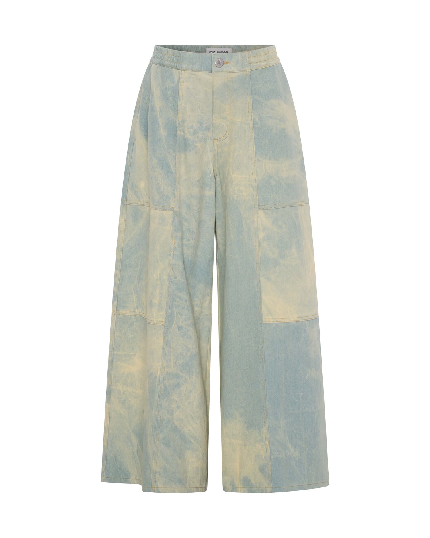 Last Stock Palazzo Mid Waist Denim Jeans - Aruba Sky Blue