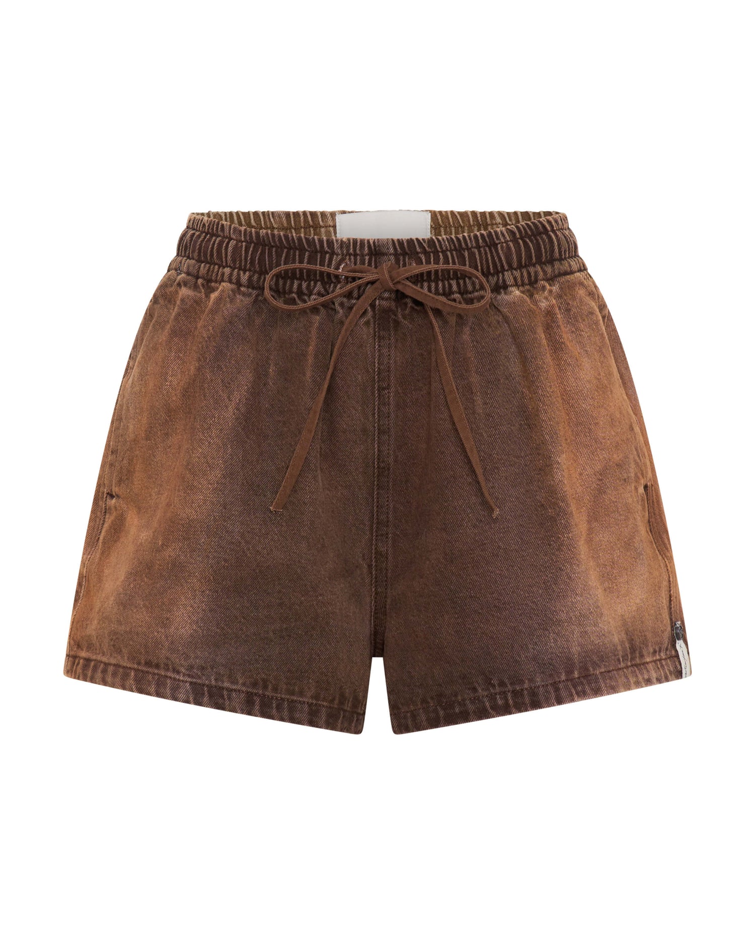 Last Stock Boxer Drawstring Waist Denim Shorts - Ranch Brown