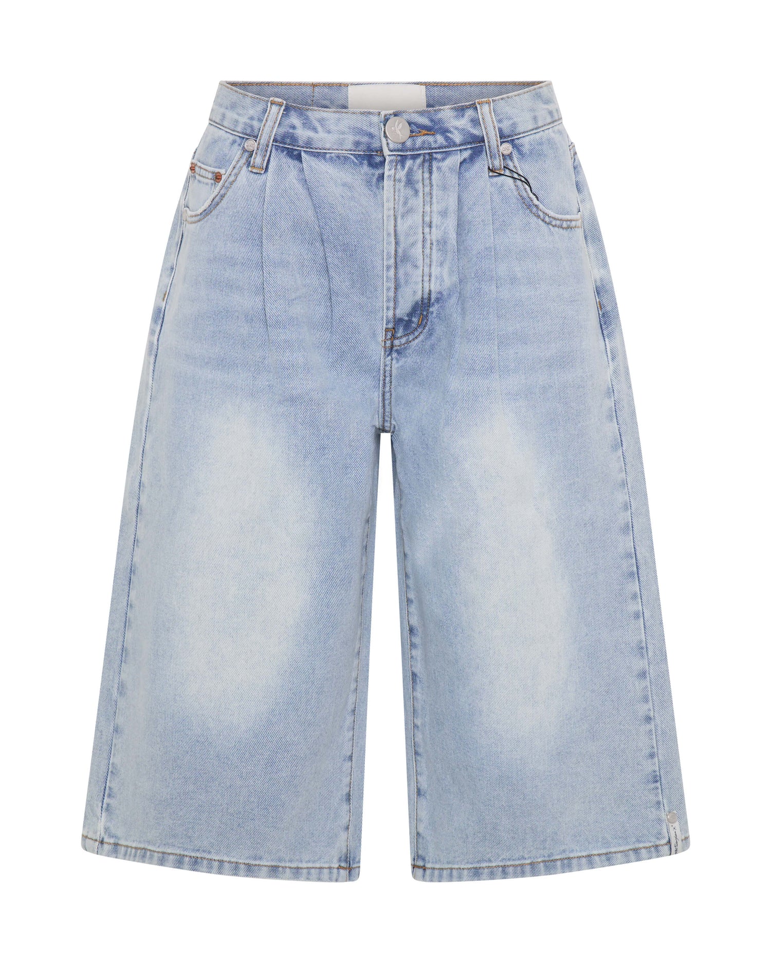 Last Stock Beastie Low Waist Wide Leg Denim Shorts - Soft Blue