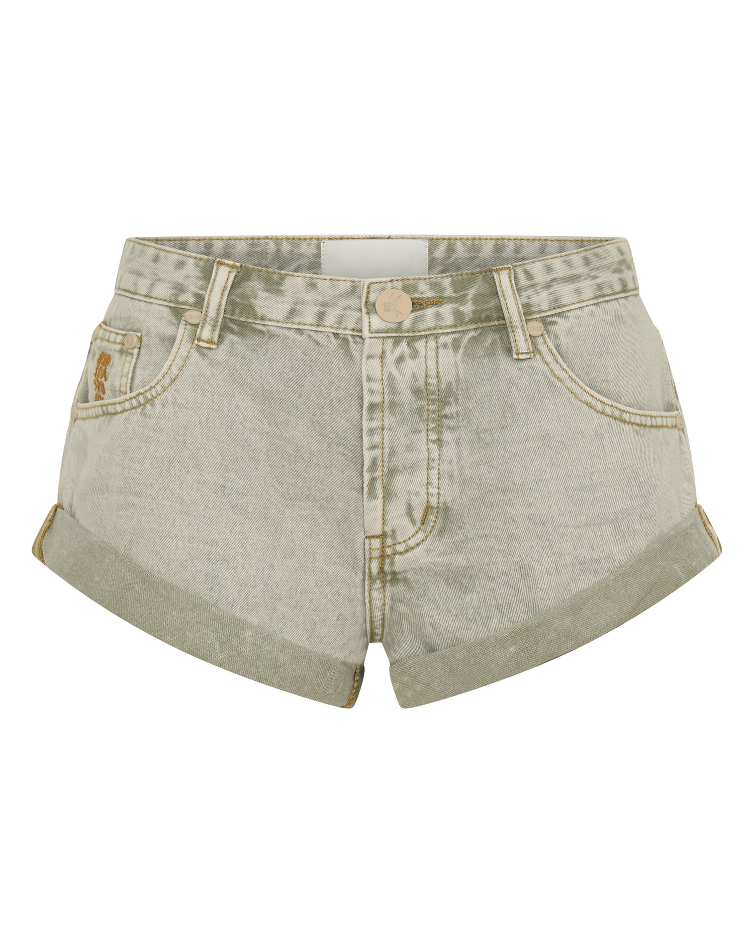 Women's Short Length Denim Shorts Bandits Low Waist Denim Shorts - Antique Khaki