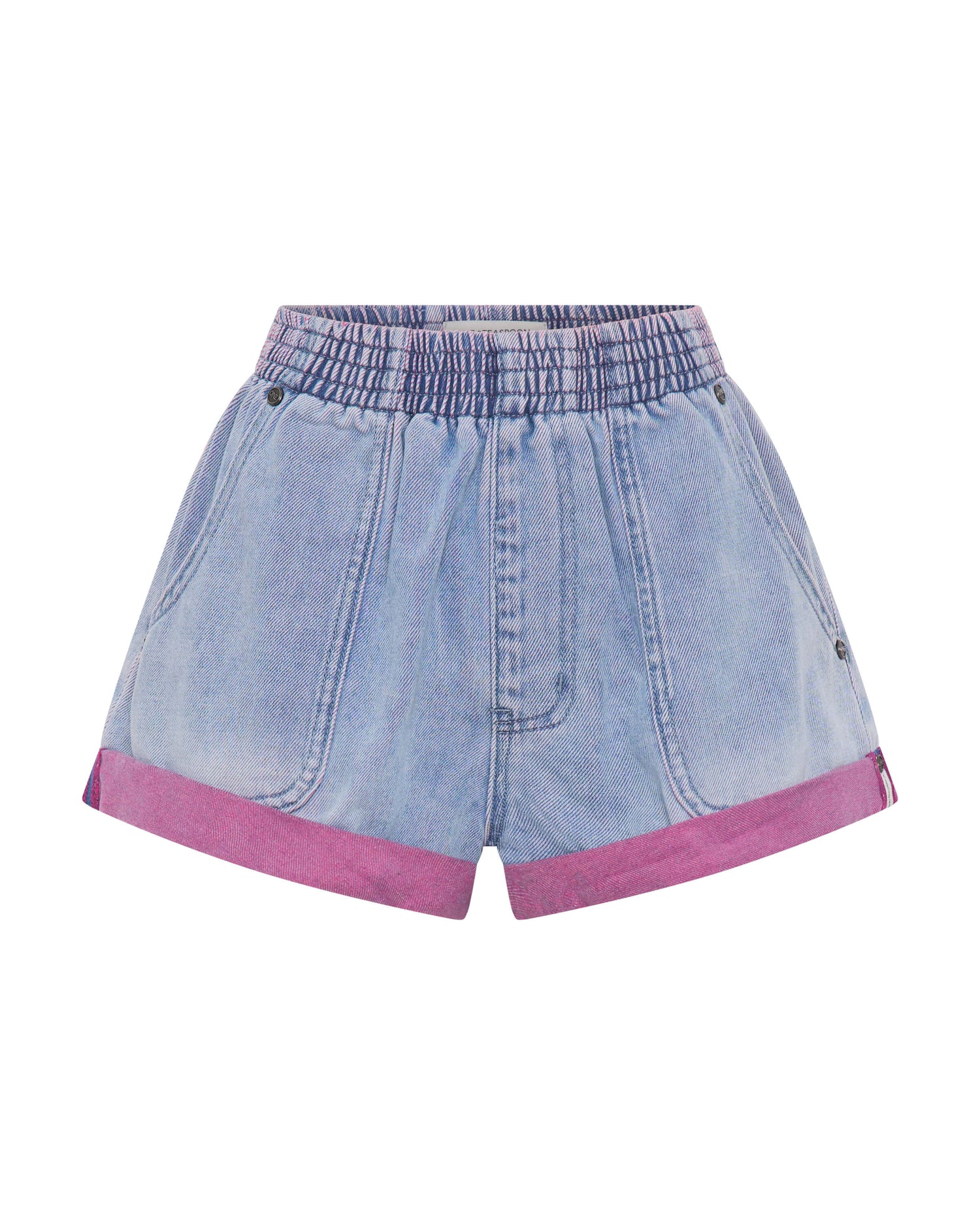 Dirty Blue Denim Hunters Mid Waist Boyfriend Elasticated Denim Shorts - Cheeky Blue