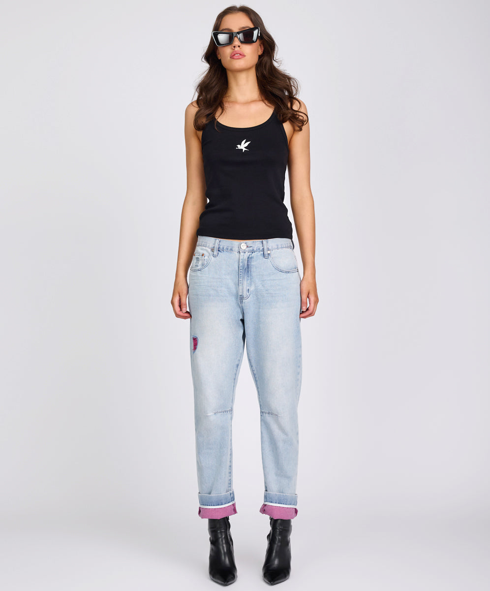 Women's Boyfriend Jeans Bandits Low Waist Boyfriend Denim Jeans - Cheeky Blue
