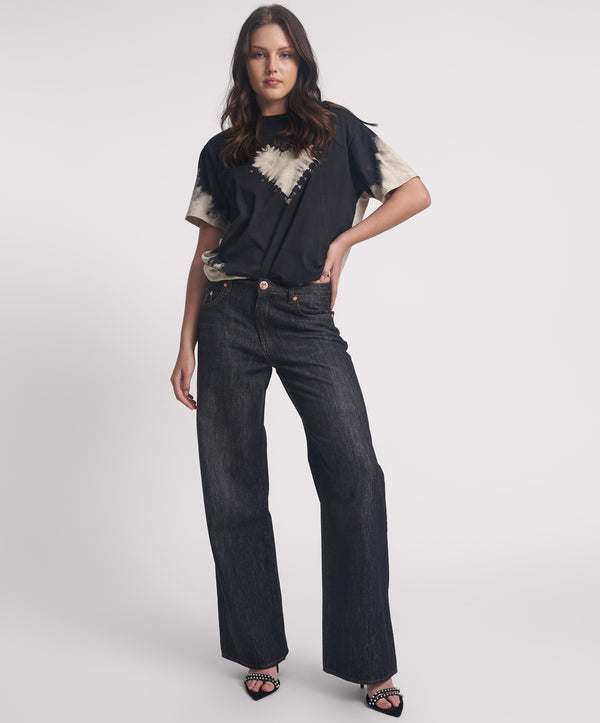 Jackson Mid Waist Wide Leg Denim Jeans - Raw Black