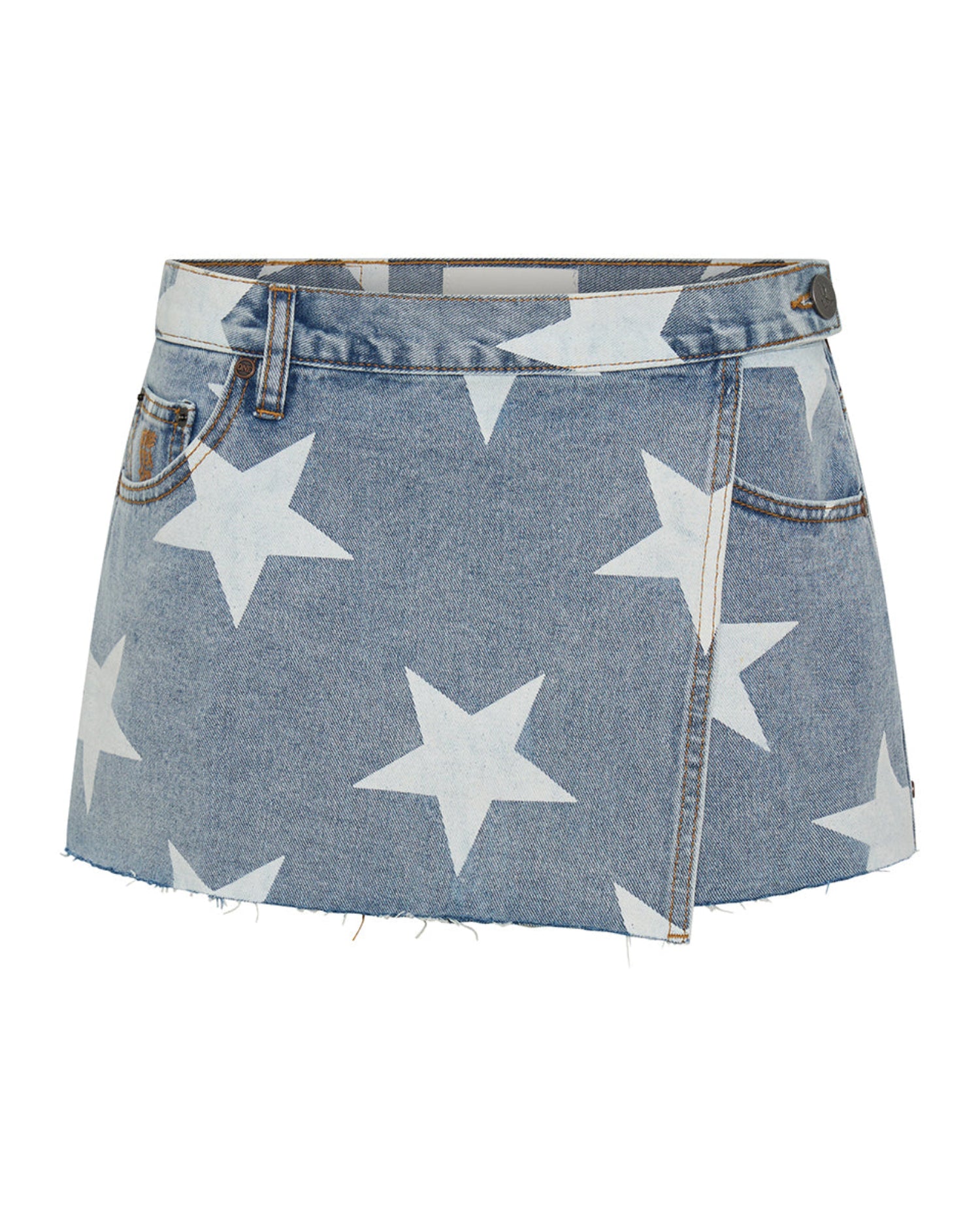 Women's Denim Skirts Wrap Low Waist Mini Denim Skirt - Starwash Blue