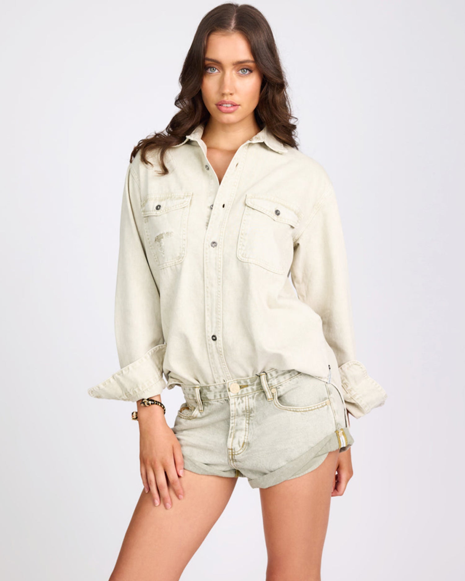Khaki Edit Everyday Denim Shirt - Antique White