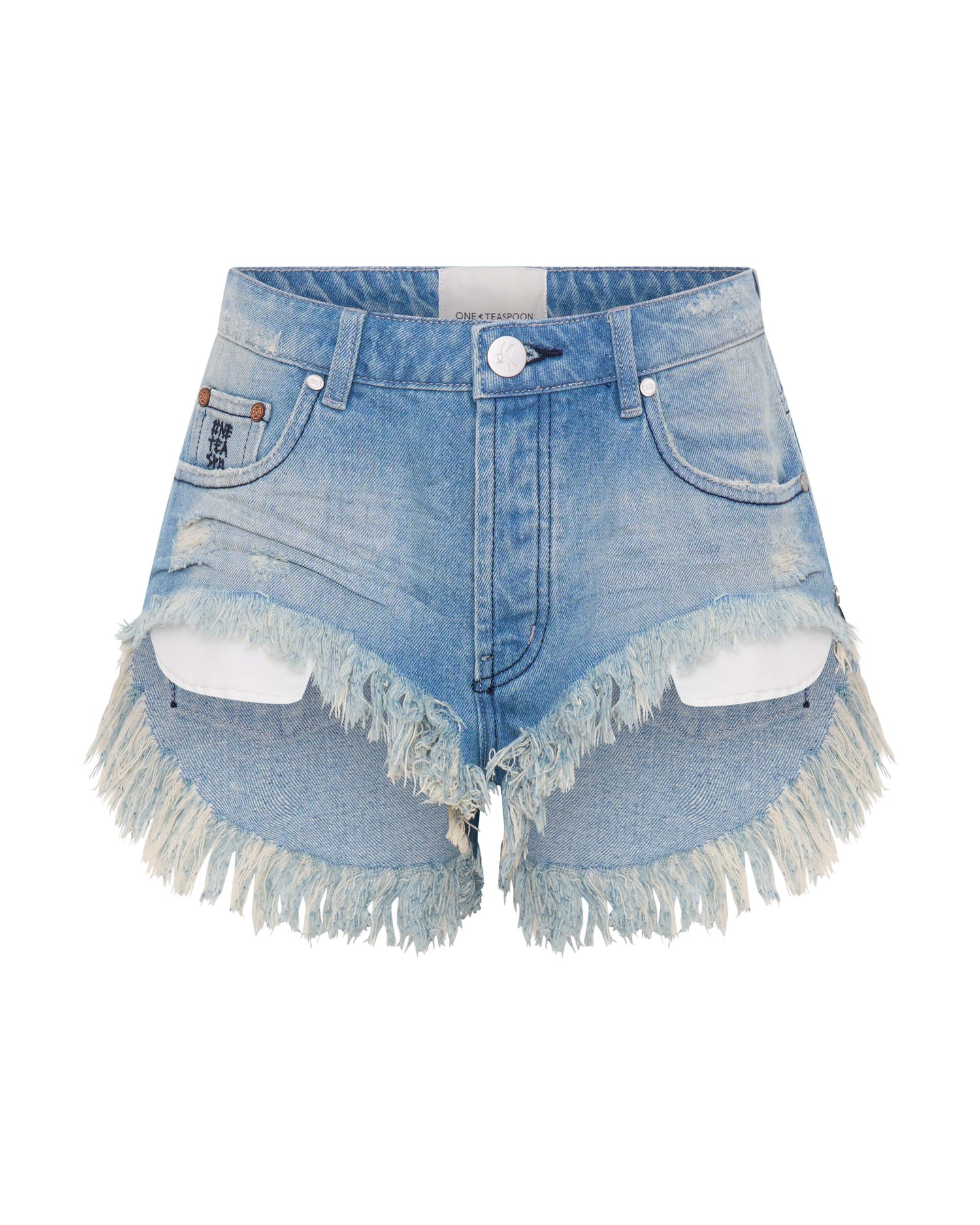 Women's Short Length Denim Shorts Rollers Low Waist Denim Shorts - Salty Dog Blue