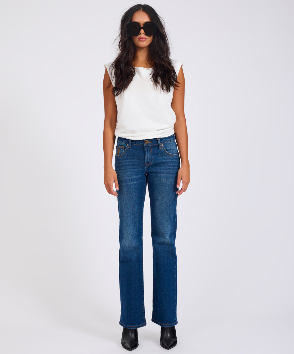 Women's Denim Alice Low Waist Bootcut Denim Jeans - Indigo Blue