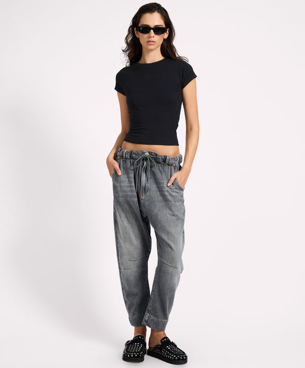 Outcasts Low Waist Drop Crotch Harem Denim Jeans - Charcoal Grey