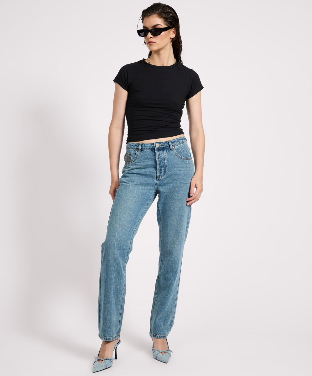 Austins Mid Waist Relaxed Straight Leg Jeans - Blue Crush