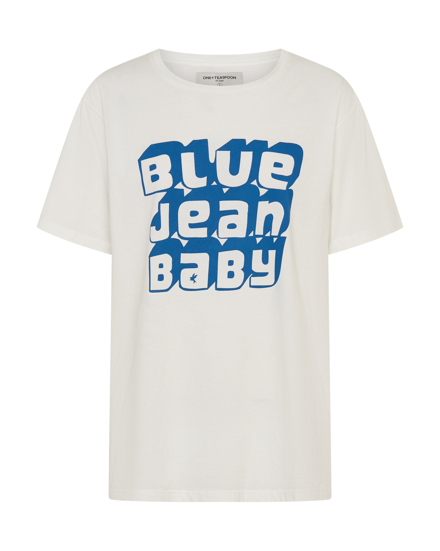 Last Stock Blue Jean Baby Boyfriend Tee - White