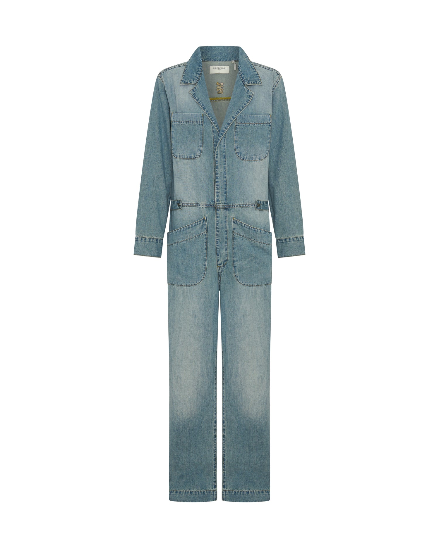 Full Price Safari Oversized Boiler Denim Jumpsuit - Used Blue