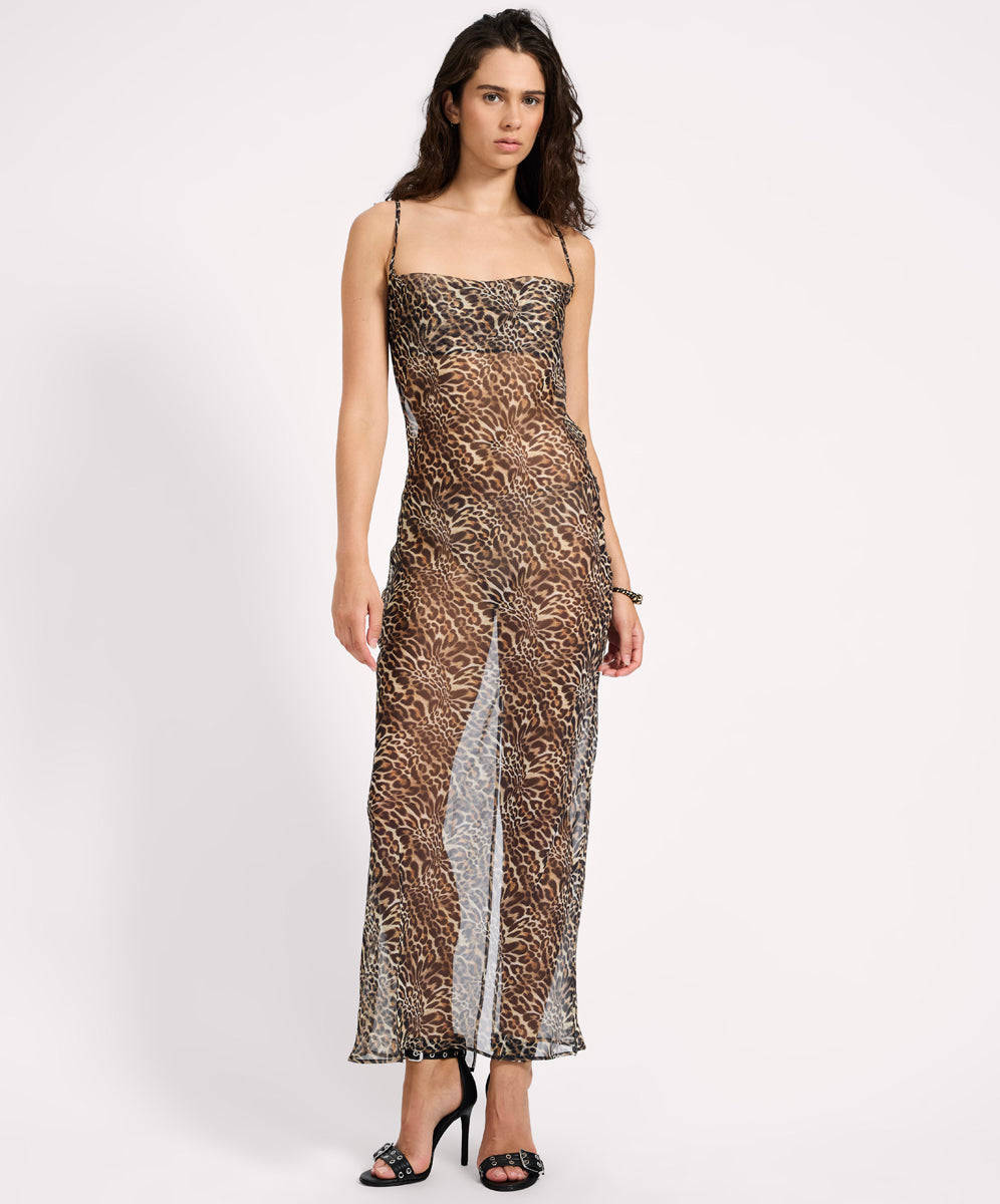 Jagger Maxi Slip Dress - Leopard Print