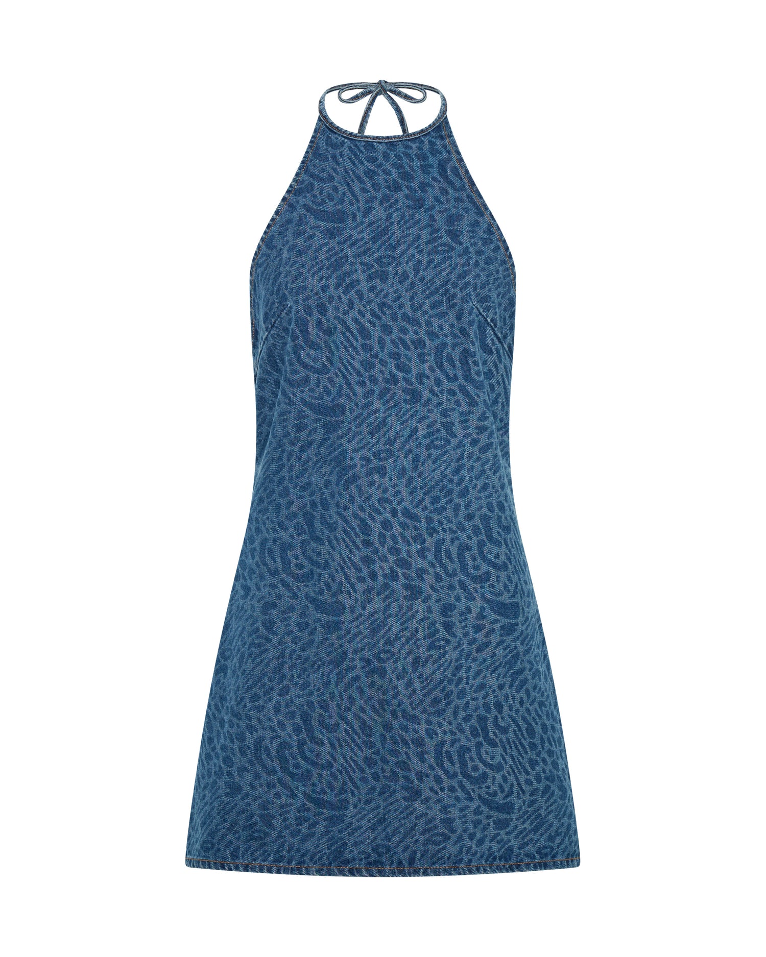 Rebel In Bloom Electric Jungle Denim Mini Dress - Blue Animal
