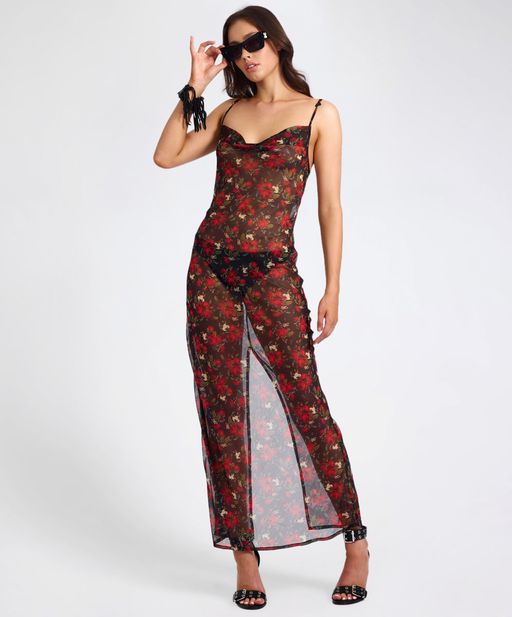 Rebel In Bloom Flower Jagger Slip Dress - Red
