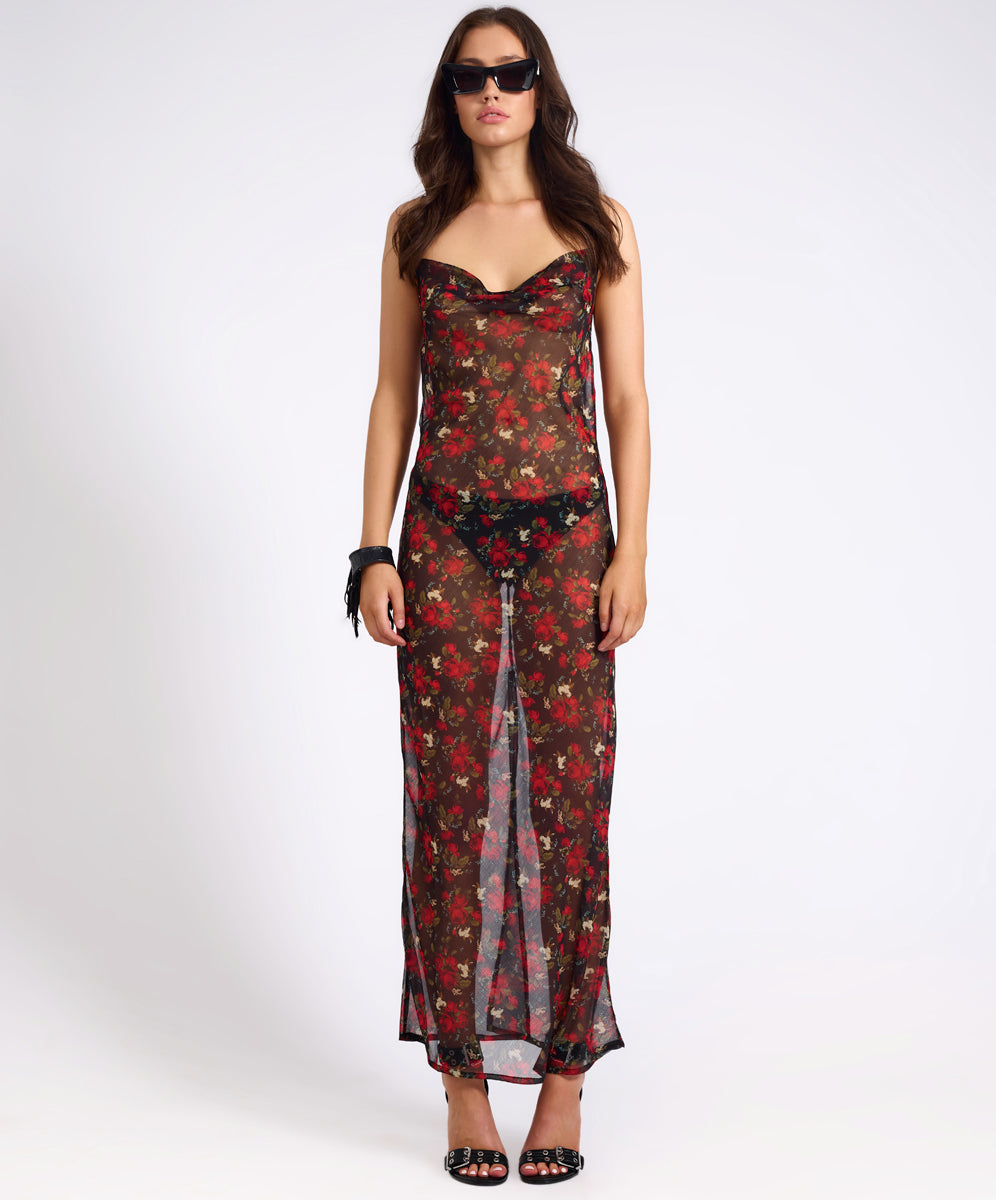 Rebel In Bloom Flower Jagger Slip Dress - Red