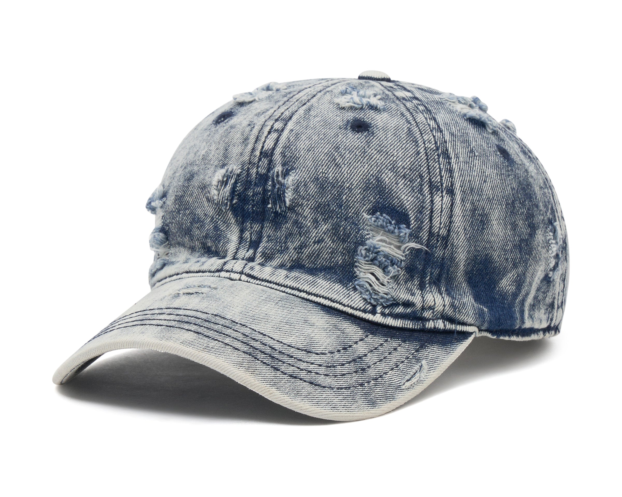 Distressed Denim Cap - Blue