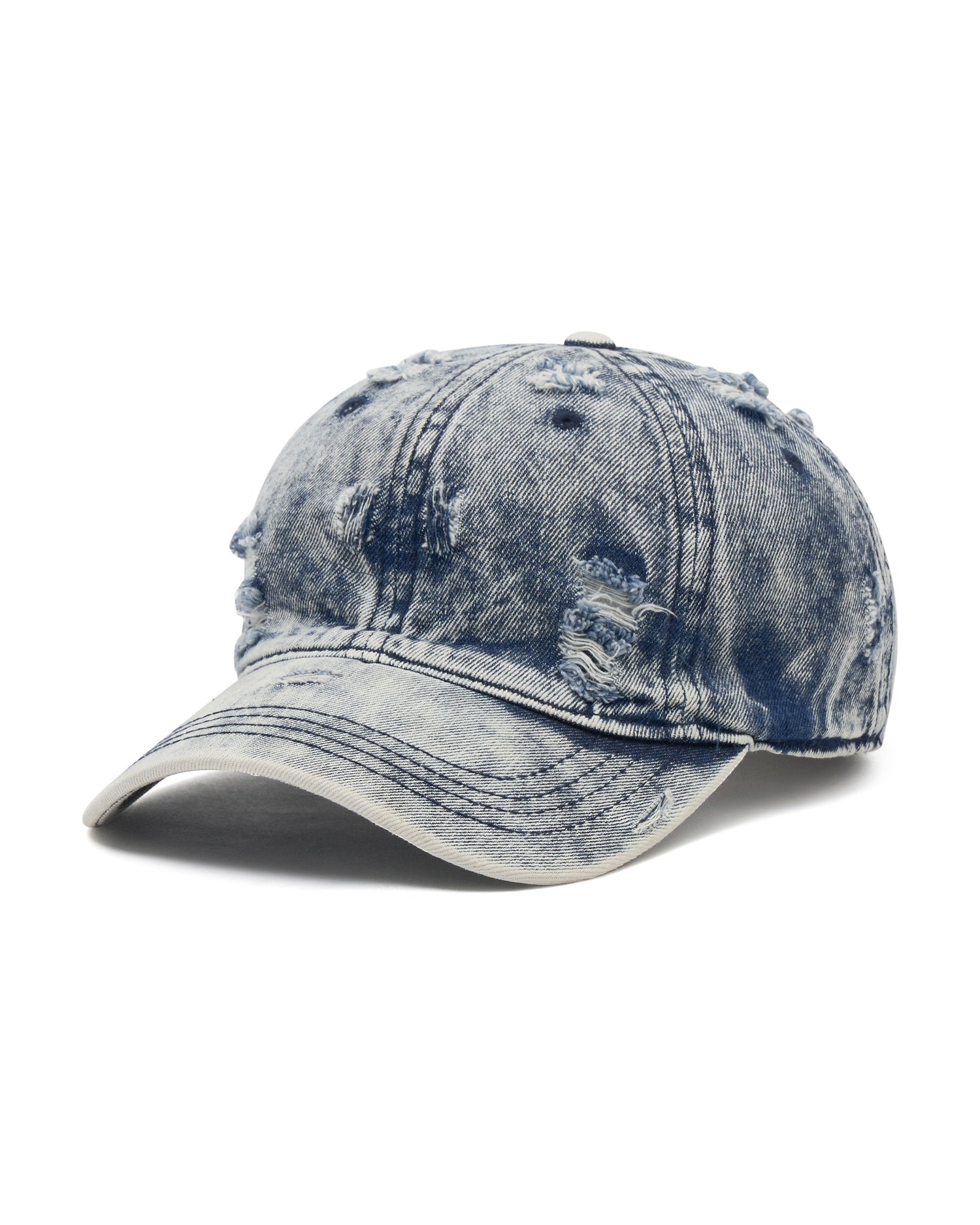 Dirty Blue Denim Distressed Denim Cap - Blue