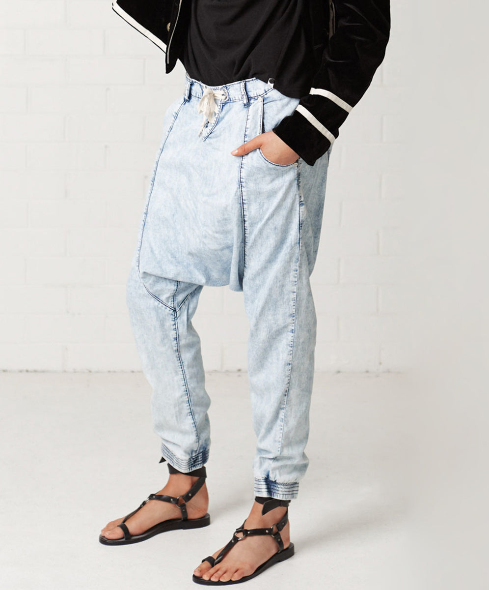 Products Luxe Harem Denim Shorts - Classic Chambray
