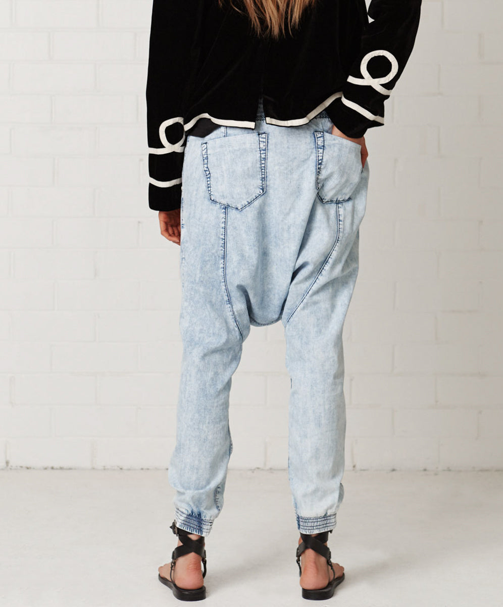 Products Luxe Harem Denim Shorts - Classic Chambray