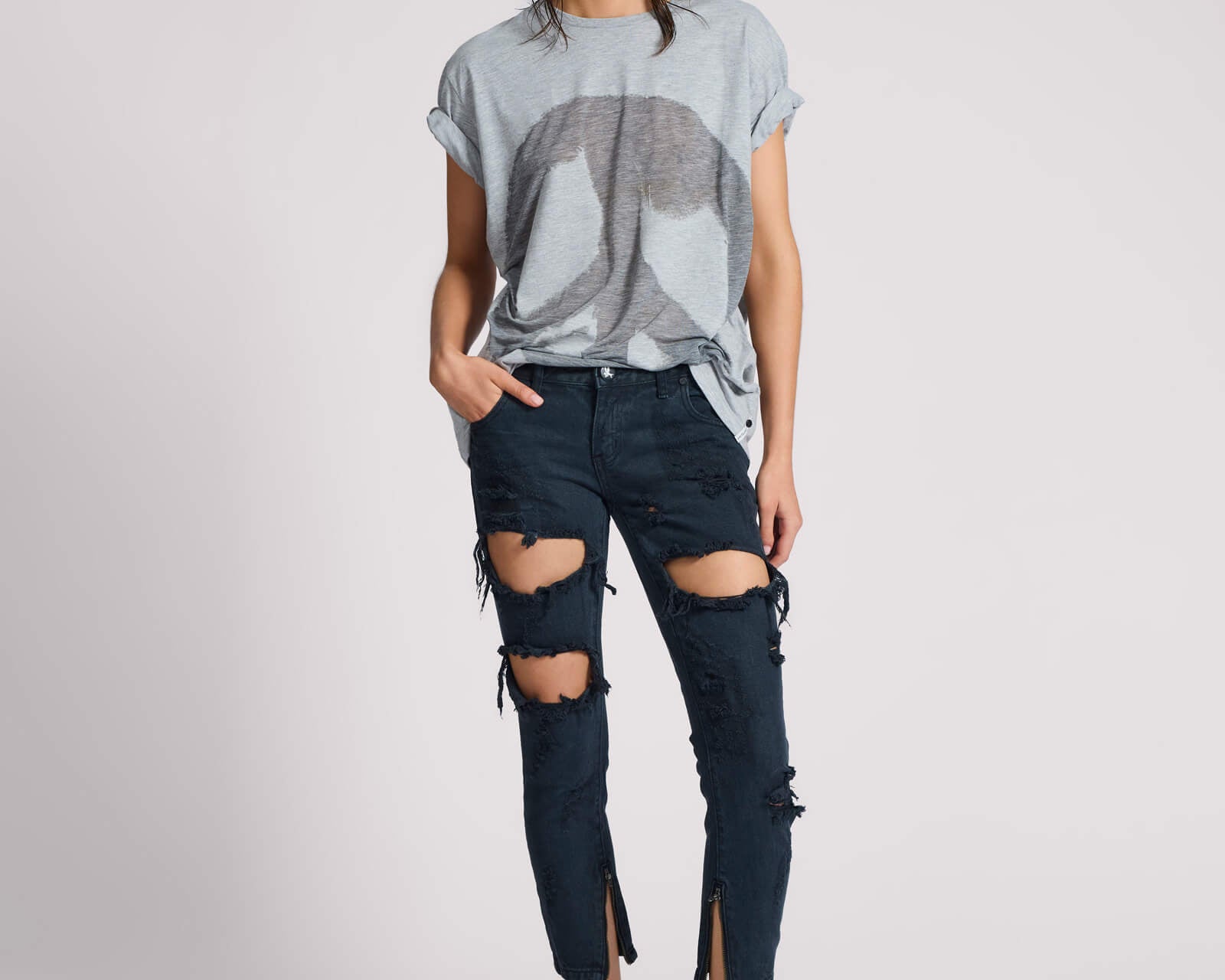 Freebirds Low Waist Rigid Skinny Denim Jeans - Fox Black